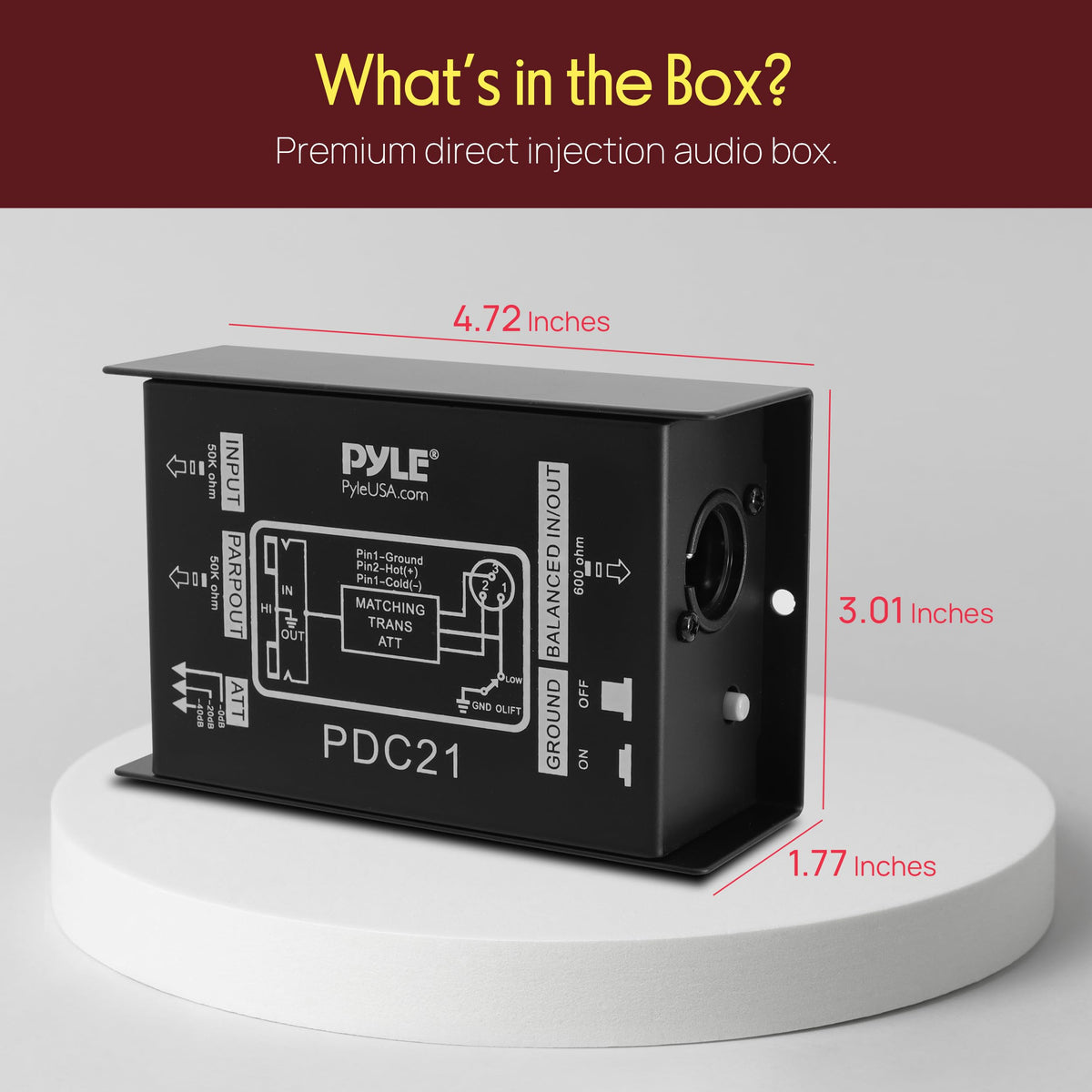 Pyle PDC21 Passive Direct Injection Audio Box, Black