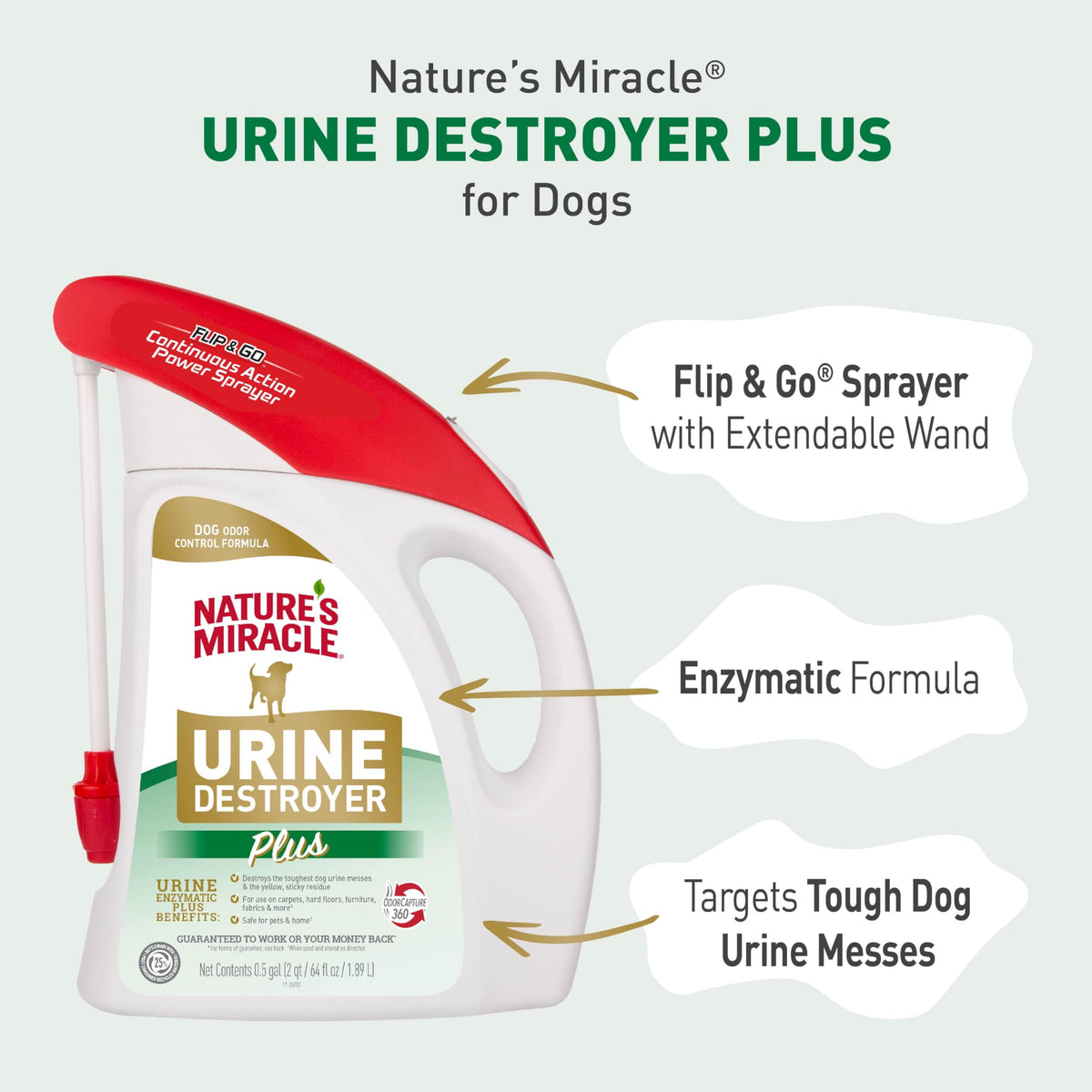 Nature's Miracle Urine Destroyer Plus, Flip & Go Sprayer, 64 oz