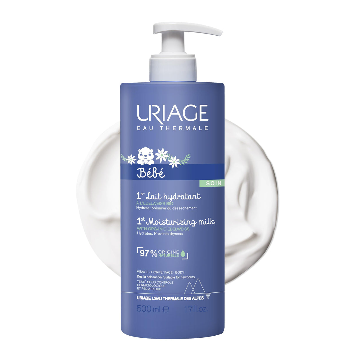 Uriage Bébé 1st Moisturizing Cream with Edelweiss & Shea, 500 mL