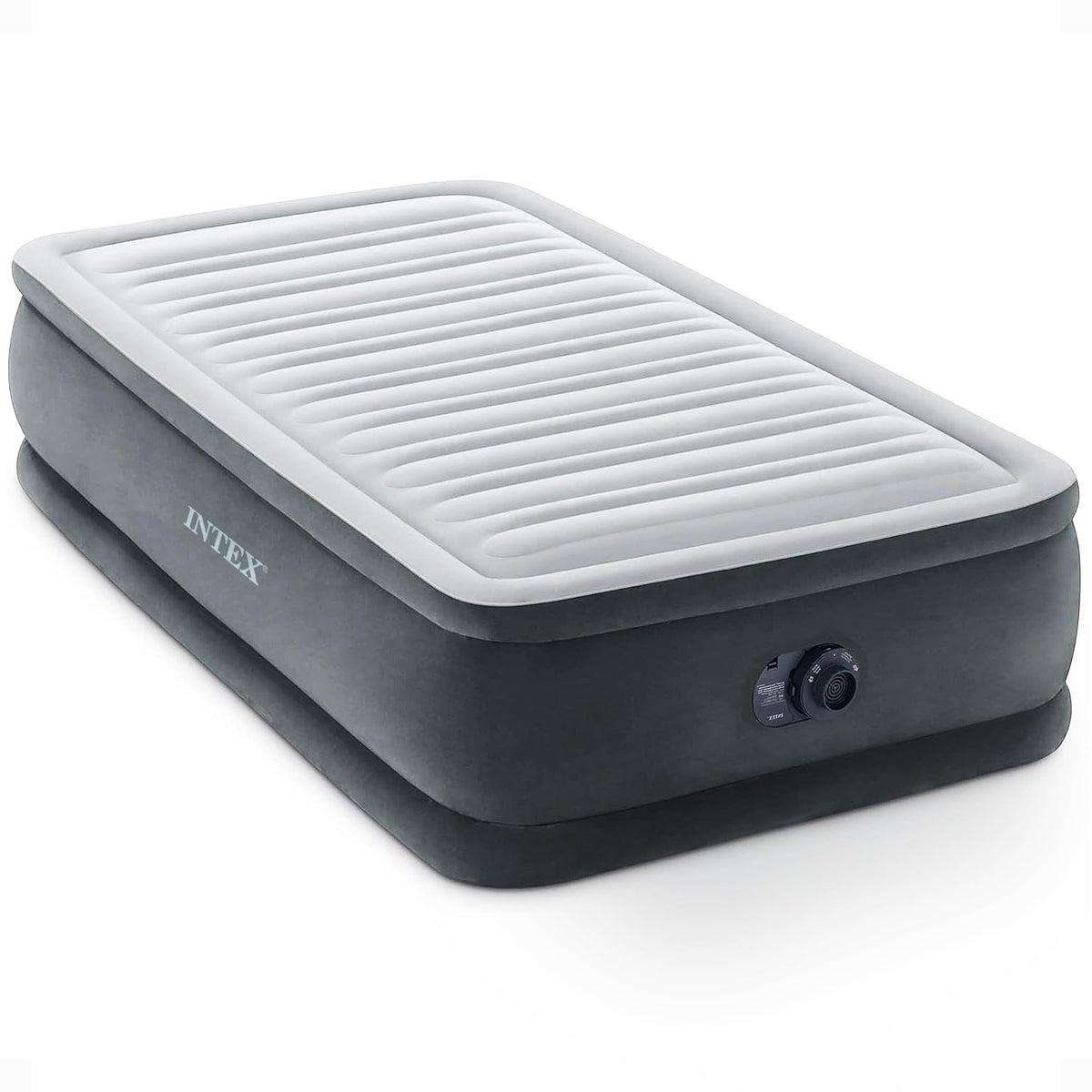 Intex Dura-Beam Deluxe Comfort Plush Air Mattress, Twin, 67765ED, Gray