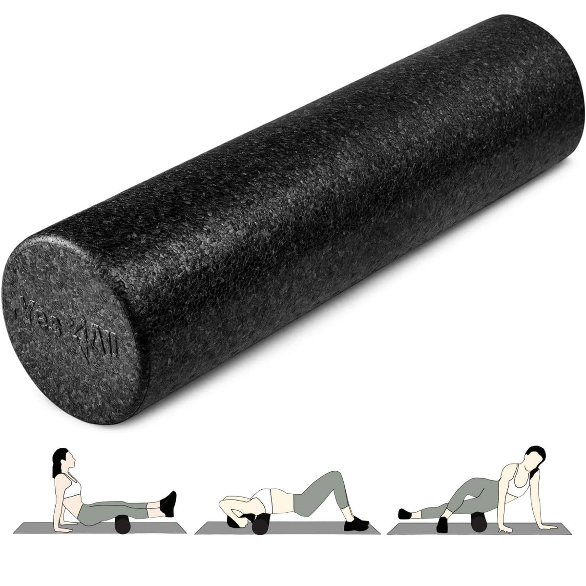 Yes4All High-Density EPP Round Back Foam Roller, 12, 18, 24, 36 Inch