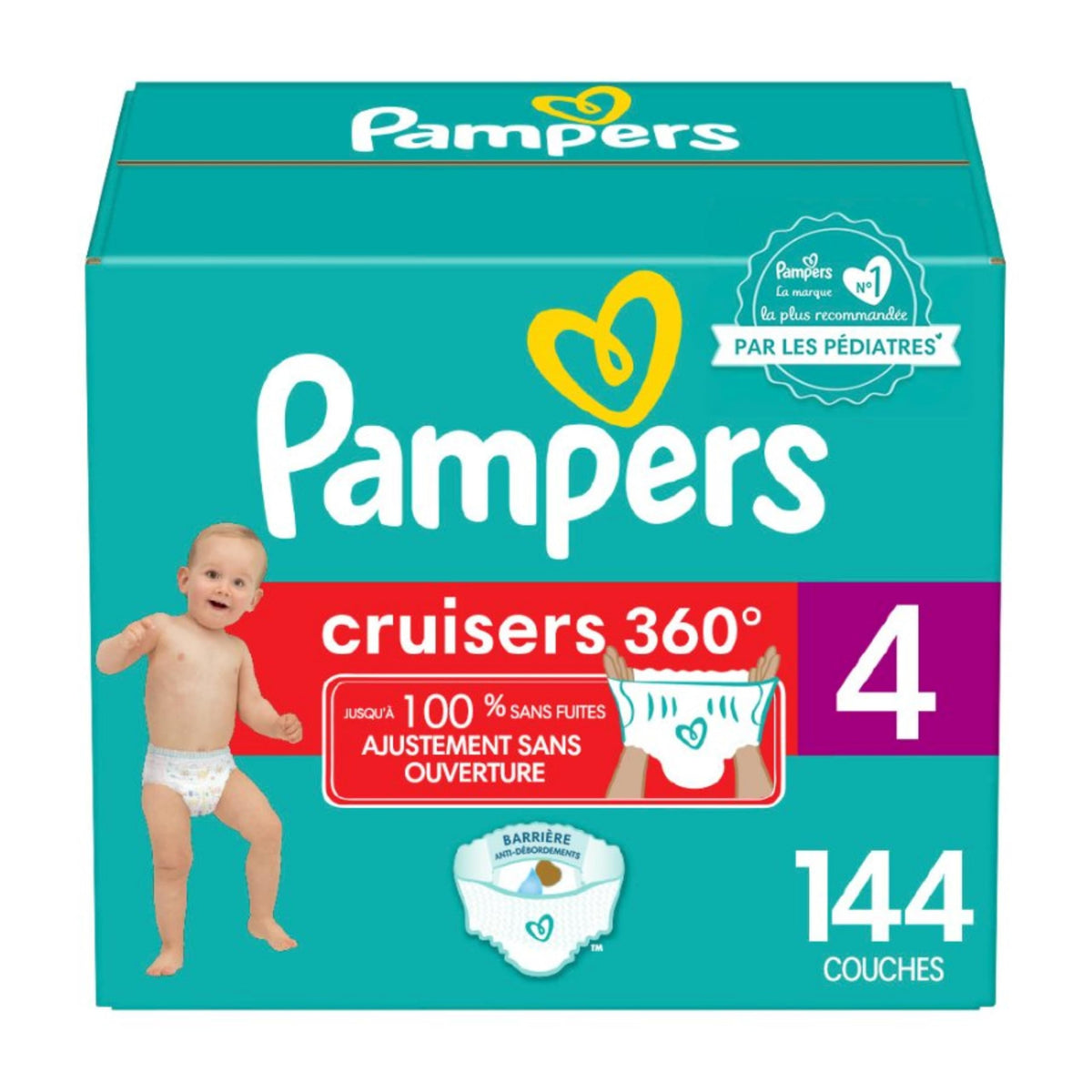 Pampers Cruisers 360 Pull-On Diapers, Size 4 (22-37 lbs), 144 Count