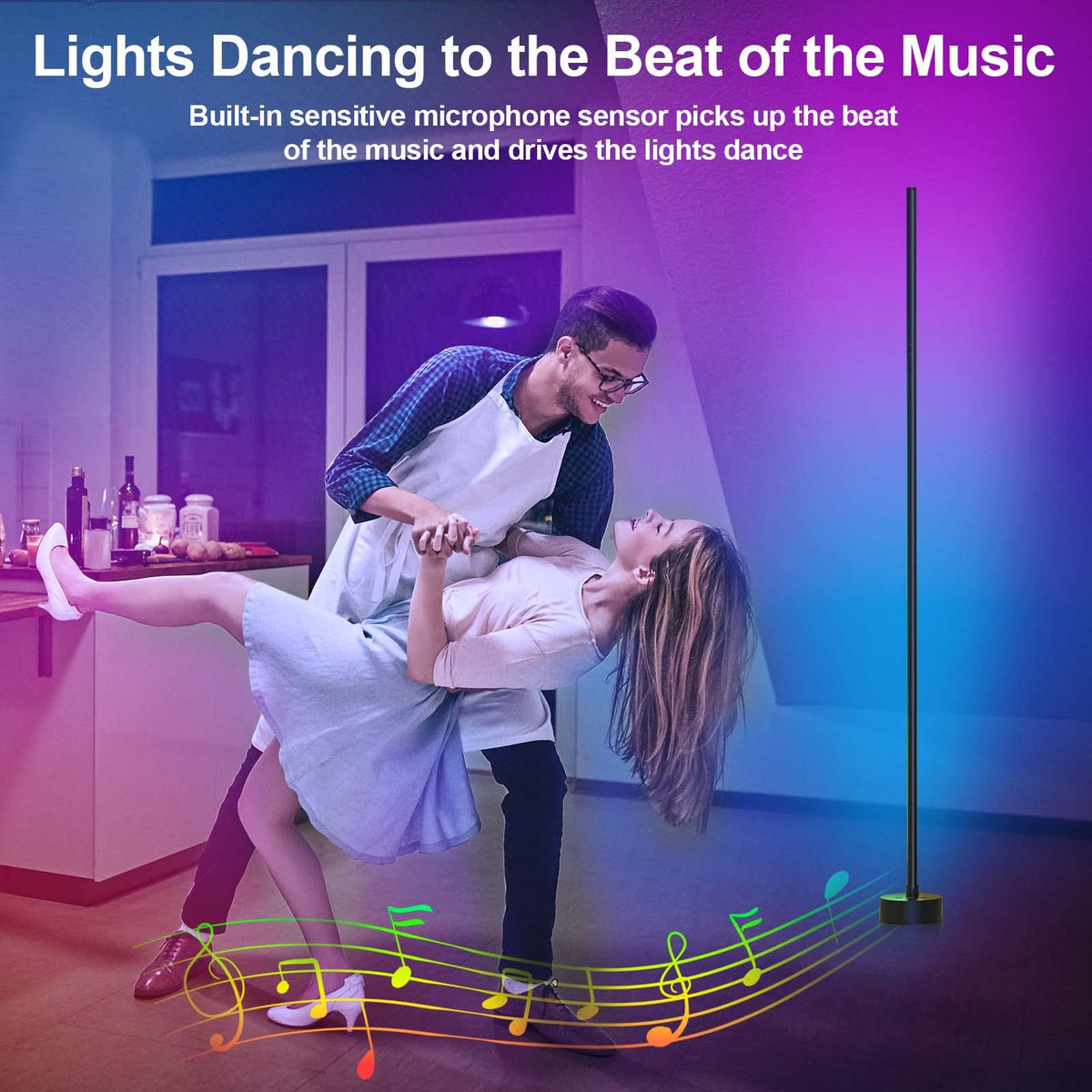 Miortior Smart RGB LED Corner Floor Lamp with Remote