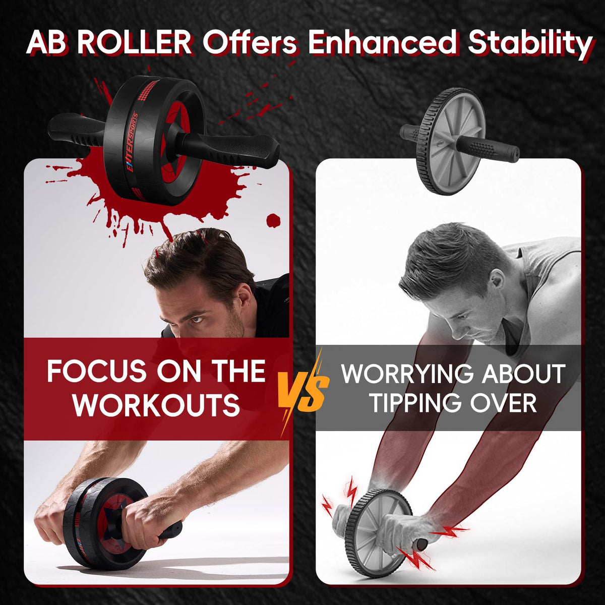 EnterSports Ab Roller Wheel with 2 Knee Pads, Red
