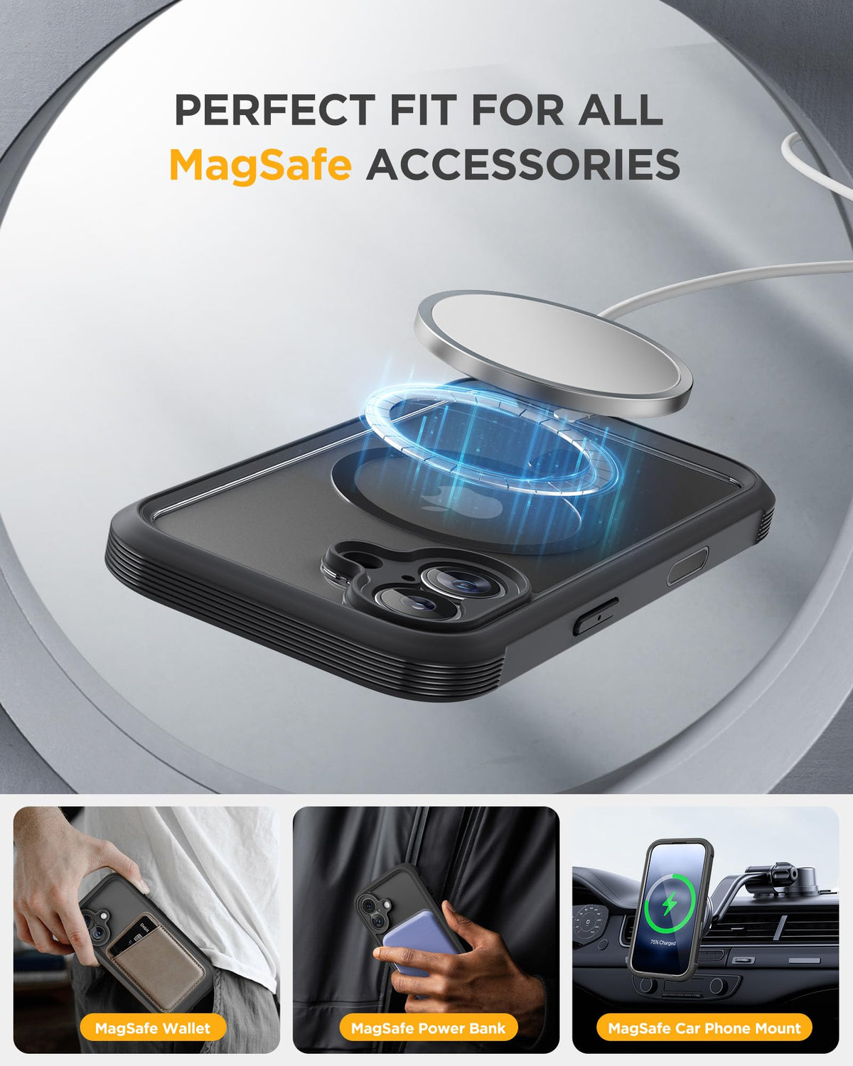 Miracase Full-Body Bumper Case for iPhone 17, 6.3 Inch, MagSafe, Black