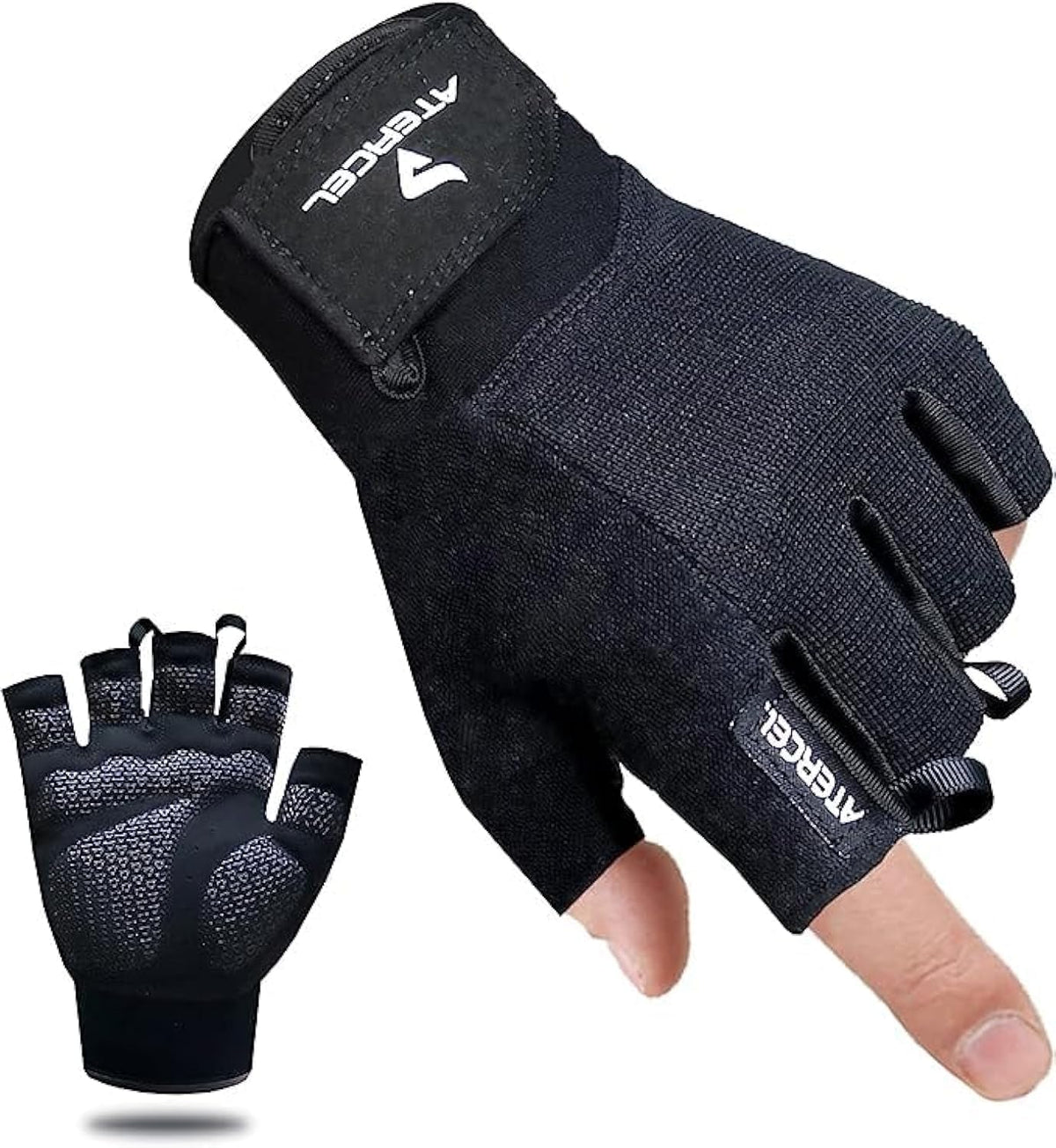 ATERCEL Breathable Workout Gloves, Black, M