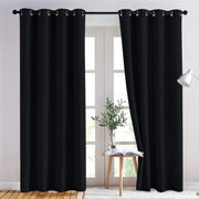 NICETOWN Blackout Grommet Curtains, 52 x 84 in, Black, 2 Panels