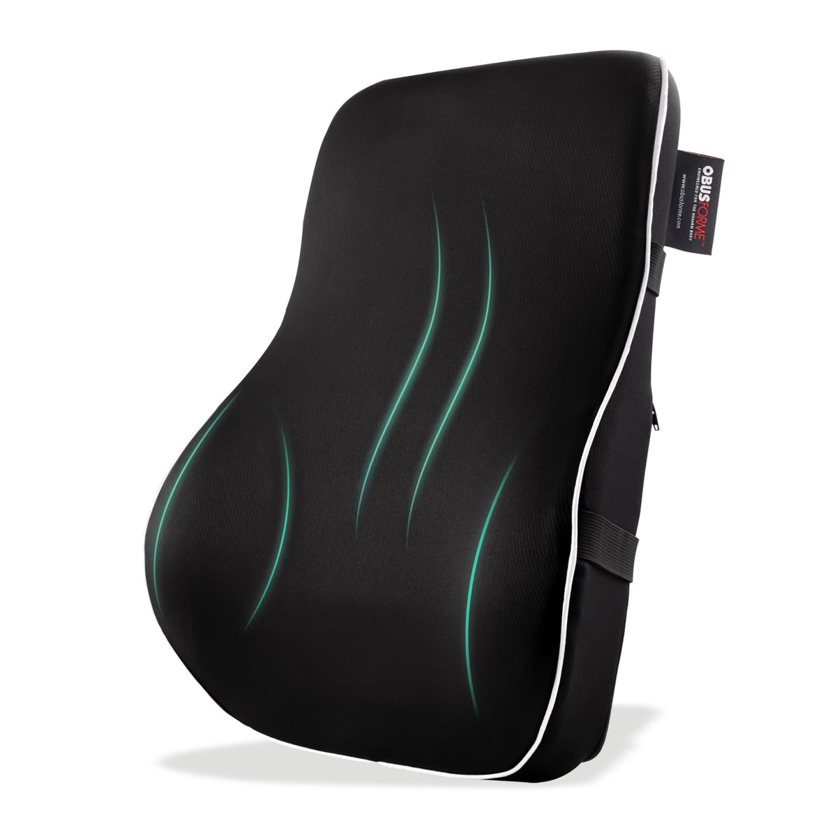 ObusForme Memory Foam Lumbar Cushion with Dual Straps, Black