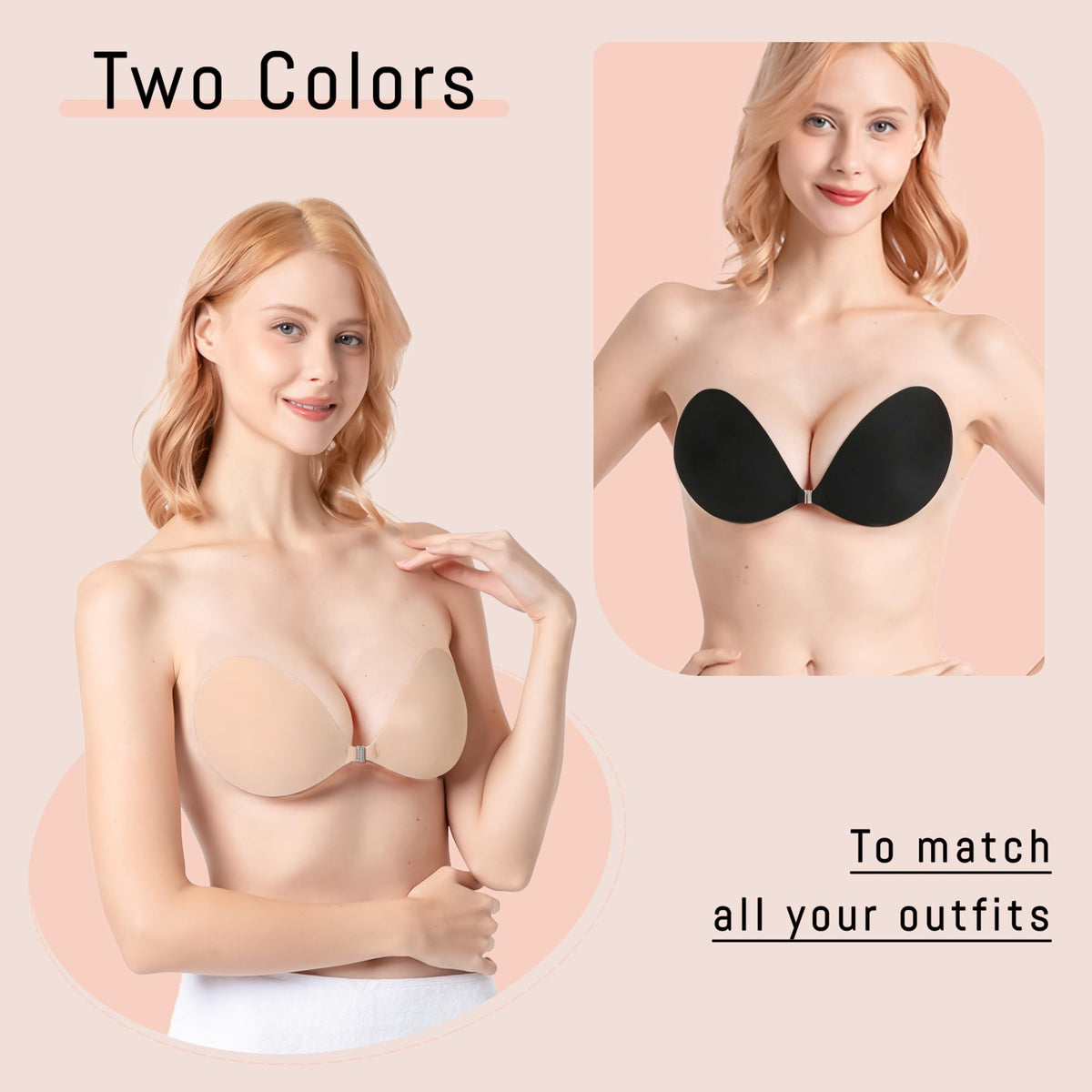 GKHWON Reusable Adhesive Strapless Bra, Beige, Cup B