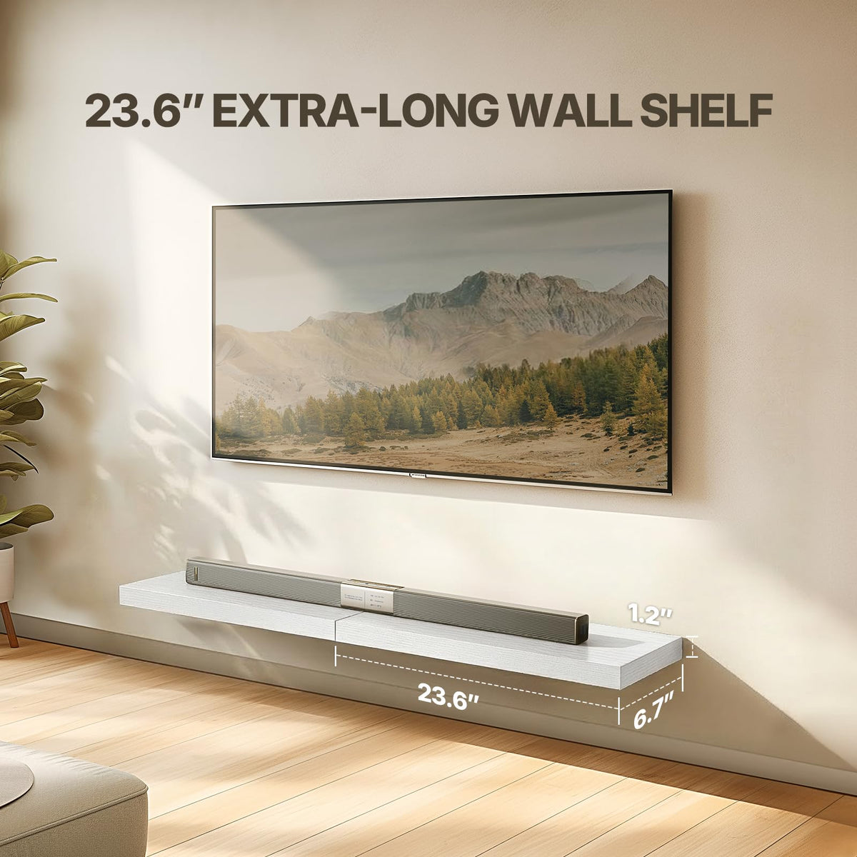 Amada Floating Shelves with Invisible Brackets, 24", White, Set of 2