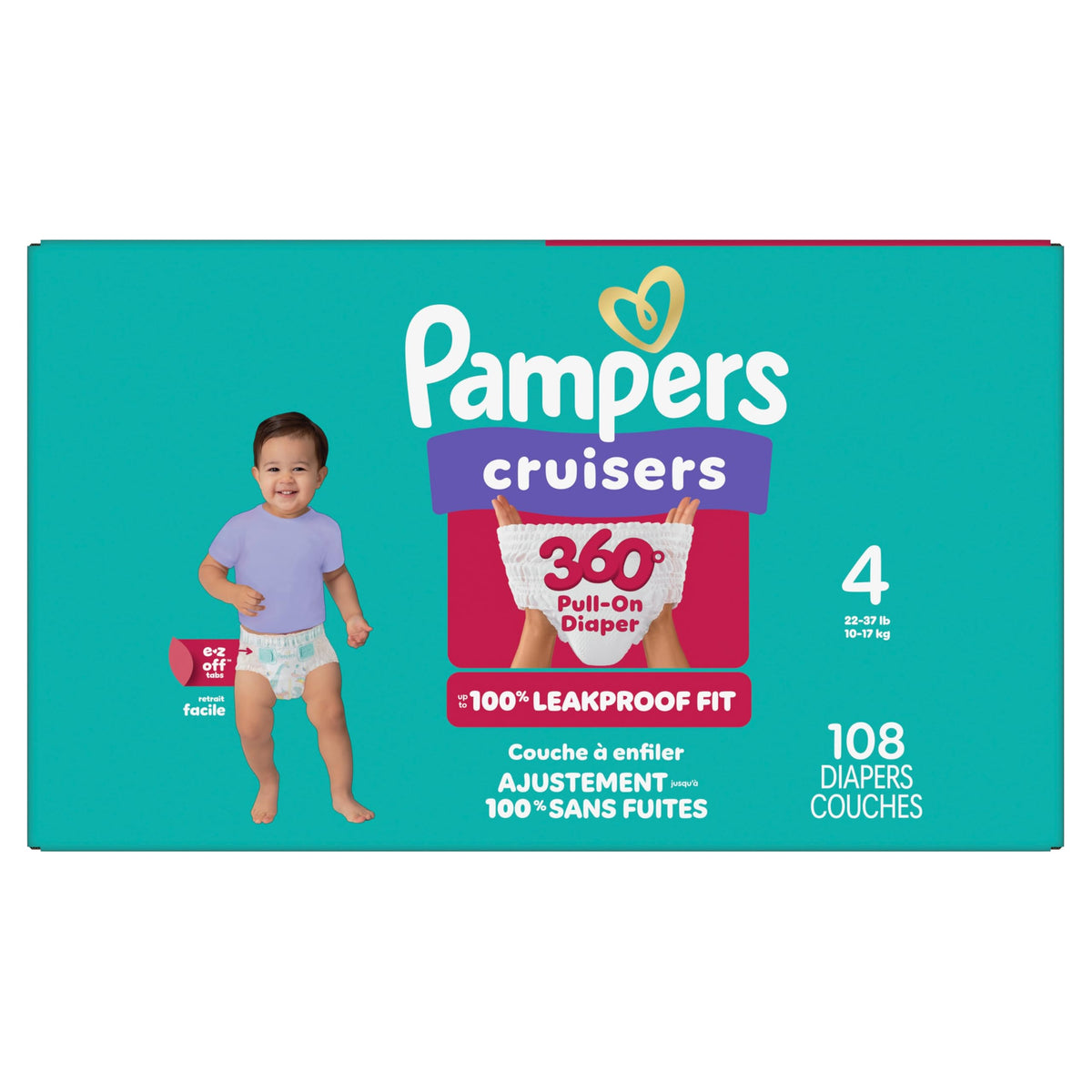 Pampers Cruisers 360 Pull-On Diapers, Size 4, 108 Count