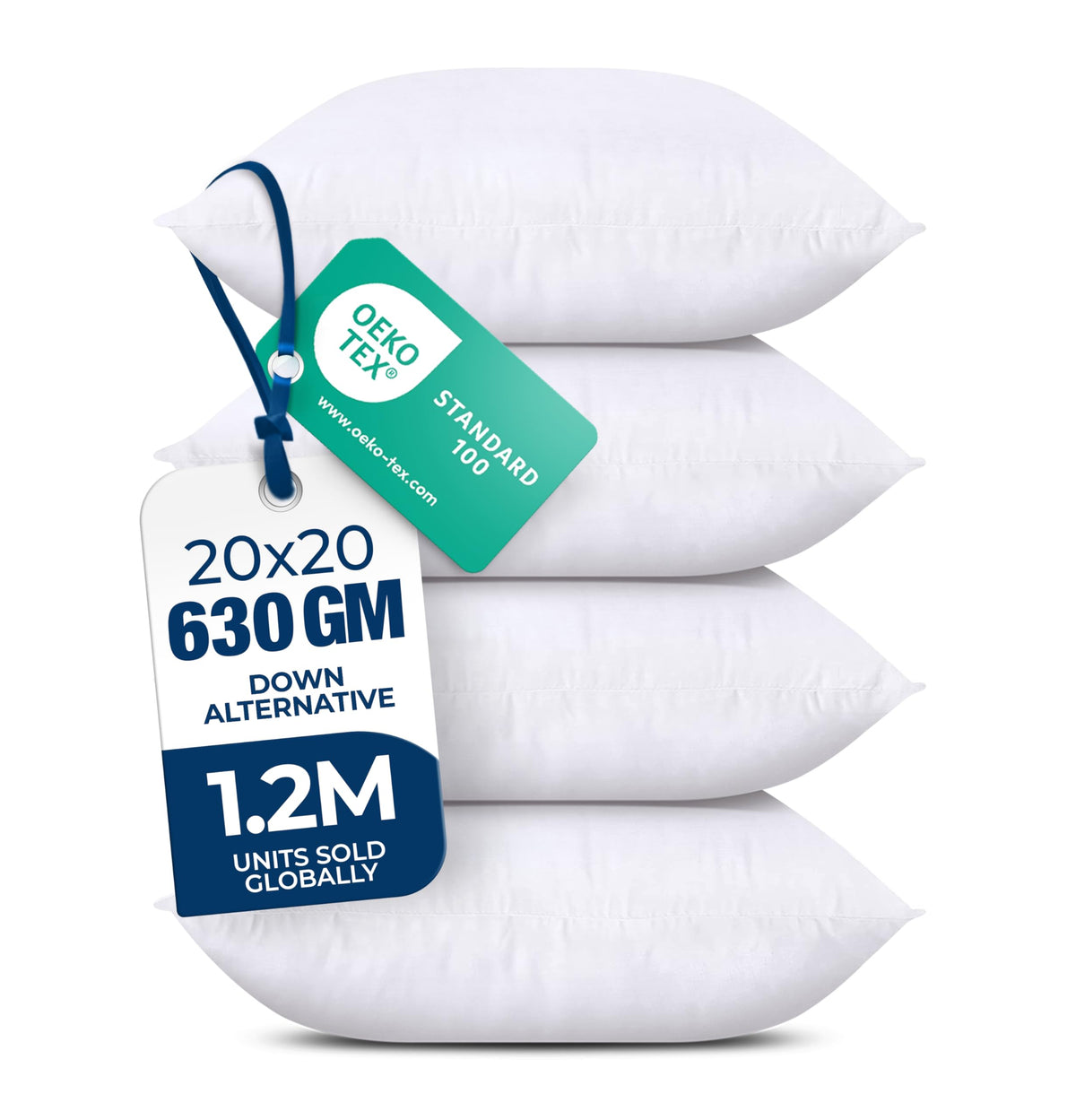 Utopia Bedding Throw Pillow Inserts, 20 x 20 in, Set of 4, White