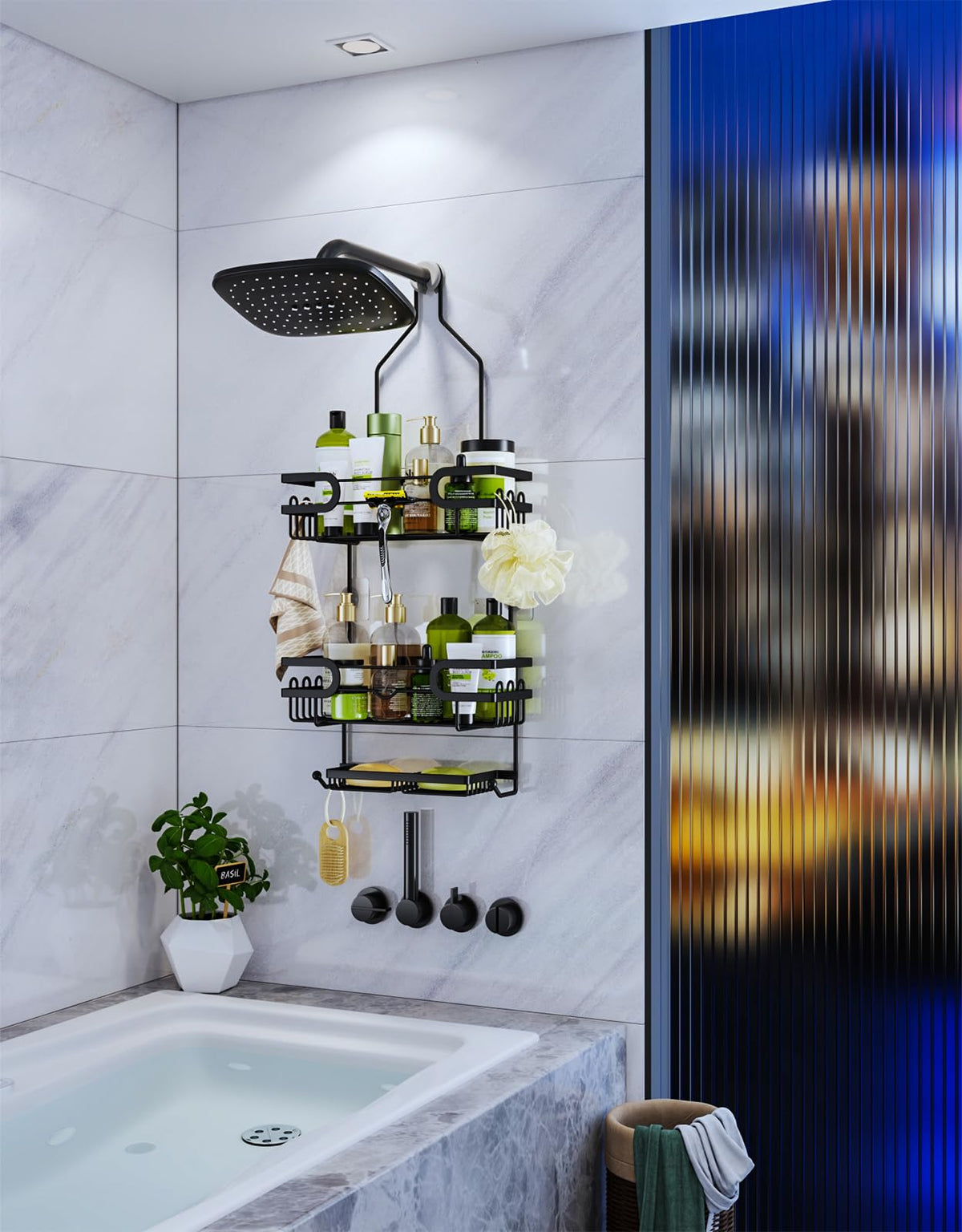 HapiRm 3-Tier Hanging Shower Caddy with 12 Hooks