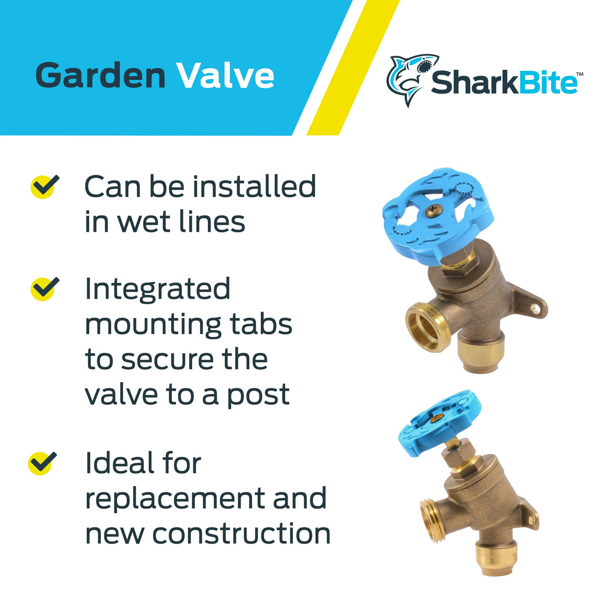 SharkBite 1/2" x 3/4" MHT Garden Valve, Multi Turn (24622LF)