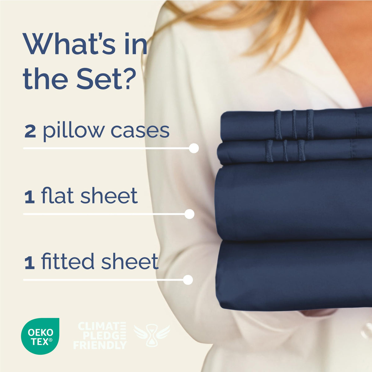 CGK Unlimited Brushed Microfibre Sheet Set, Full, Navy Blue