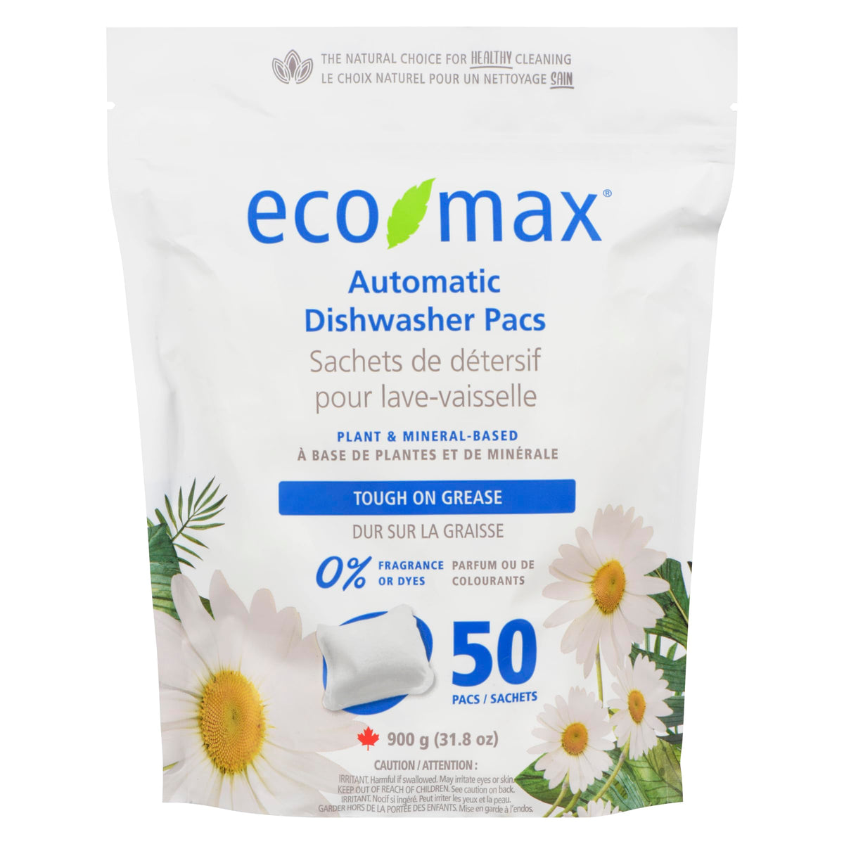 Eco-Max Automatic Dishwasher Pacs, Fragrance-Free, 50 Count