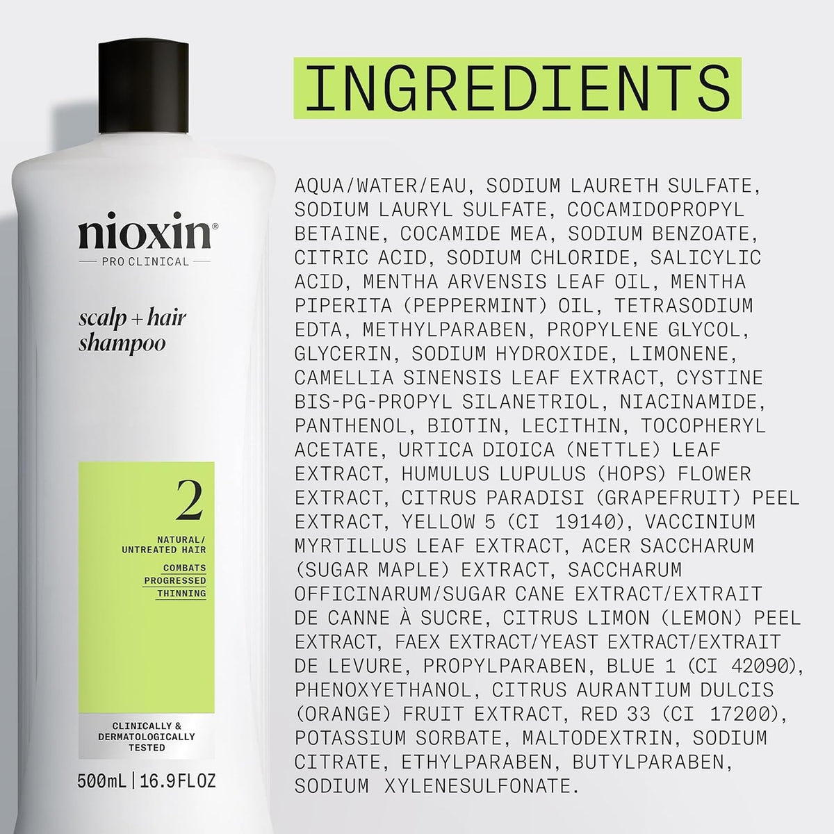 Nioxin Scalp + Hair Thickening System 2 Shampoo, 16.9 fl oz