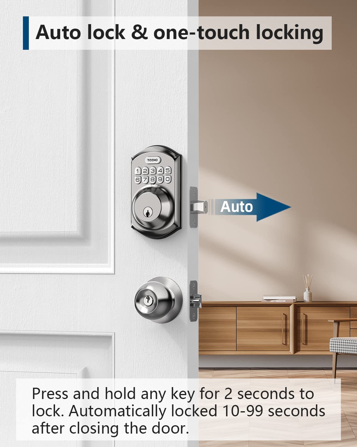 TEEHO TE001 Keypad Smart Deadbolt Lock, Satin Nickel