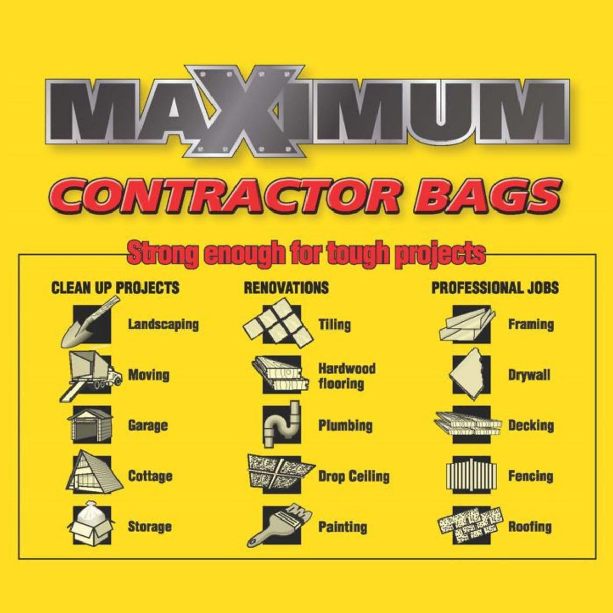 Maximum Heavy Duty Garbage Bags, Clear, 42-Gallon, 3 Mil, 32 Counts