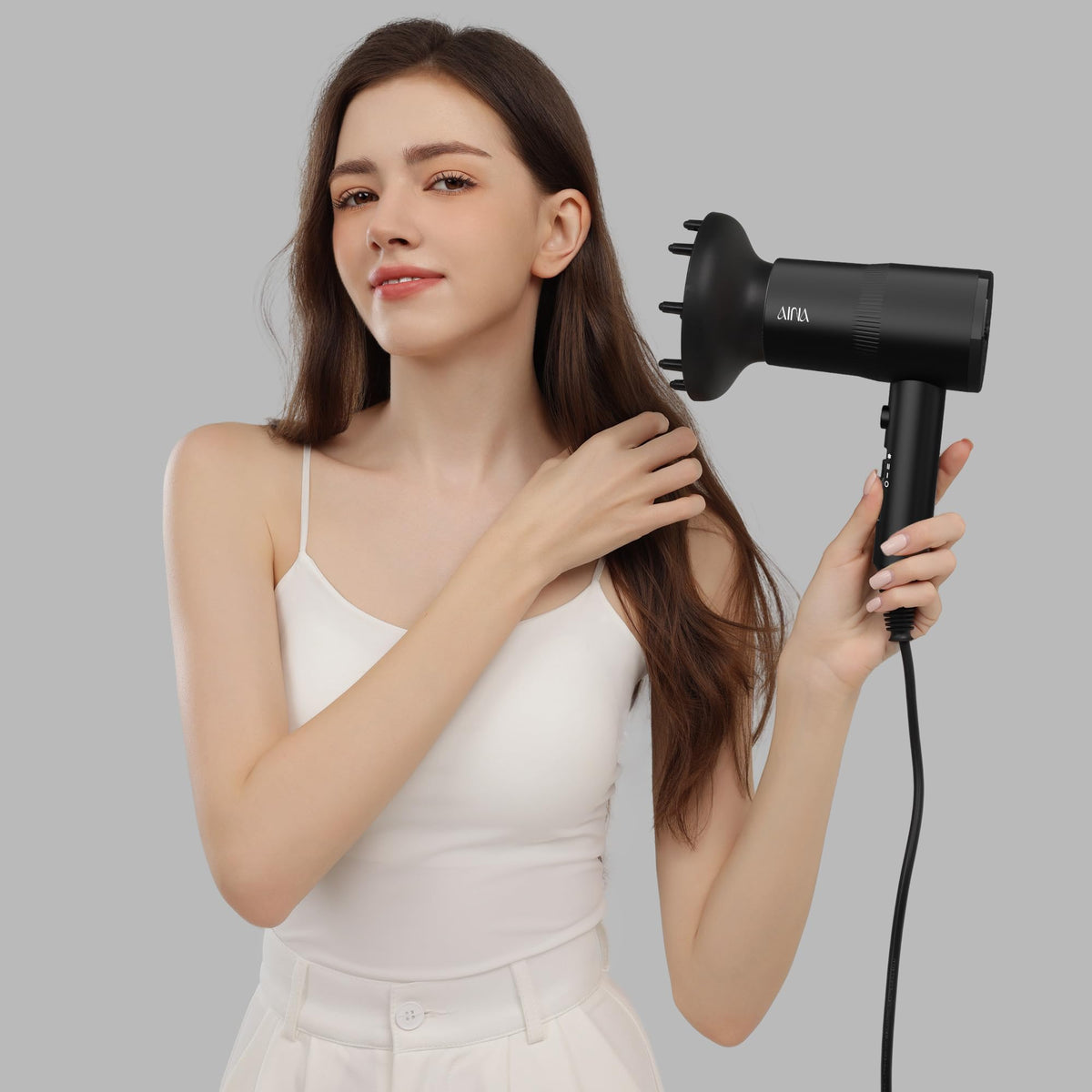 AINA Diffuser Hair Dryer, 1600 W, Vader Black