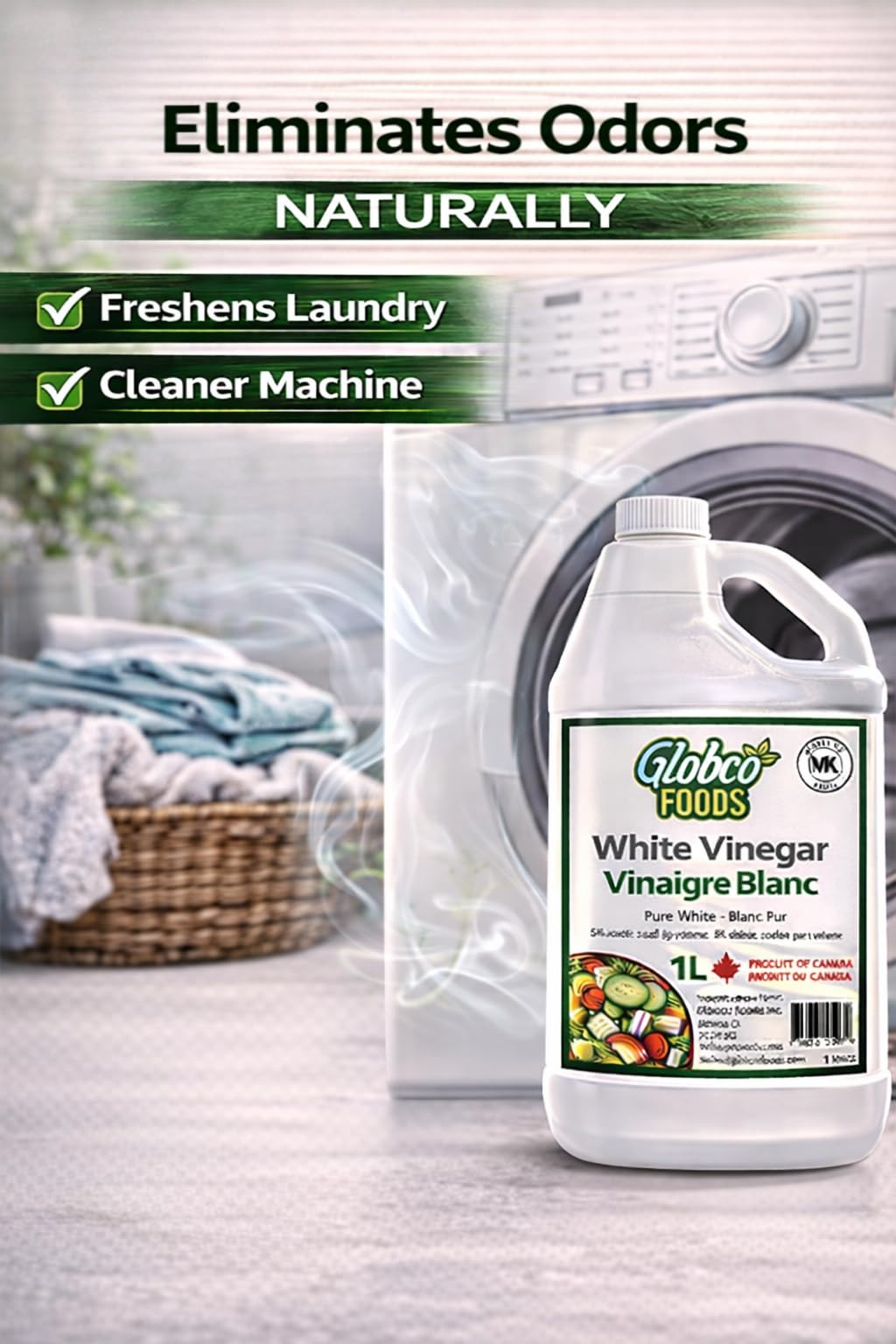 Globco Foods Pure White Vinegar, 1 L