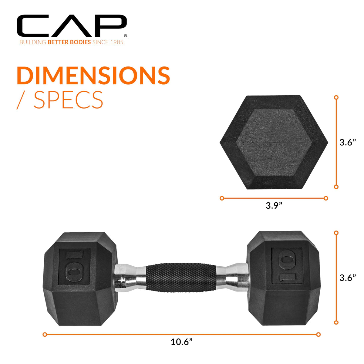 CAP Barbell 10 LB Coated Hex Dumbbell Pair, Padded Grip