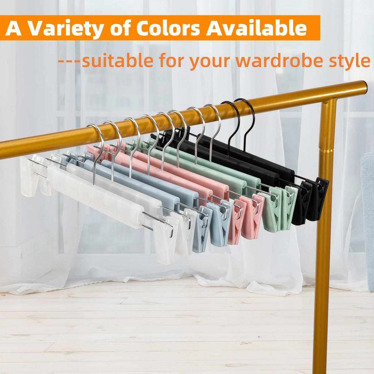 Lamitocs Swivel Pants Hangers with Clips, Black (10 Pack)