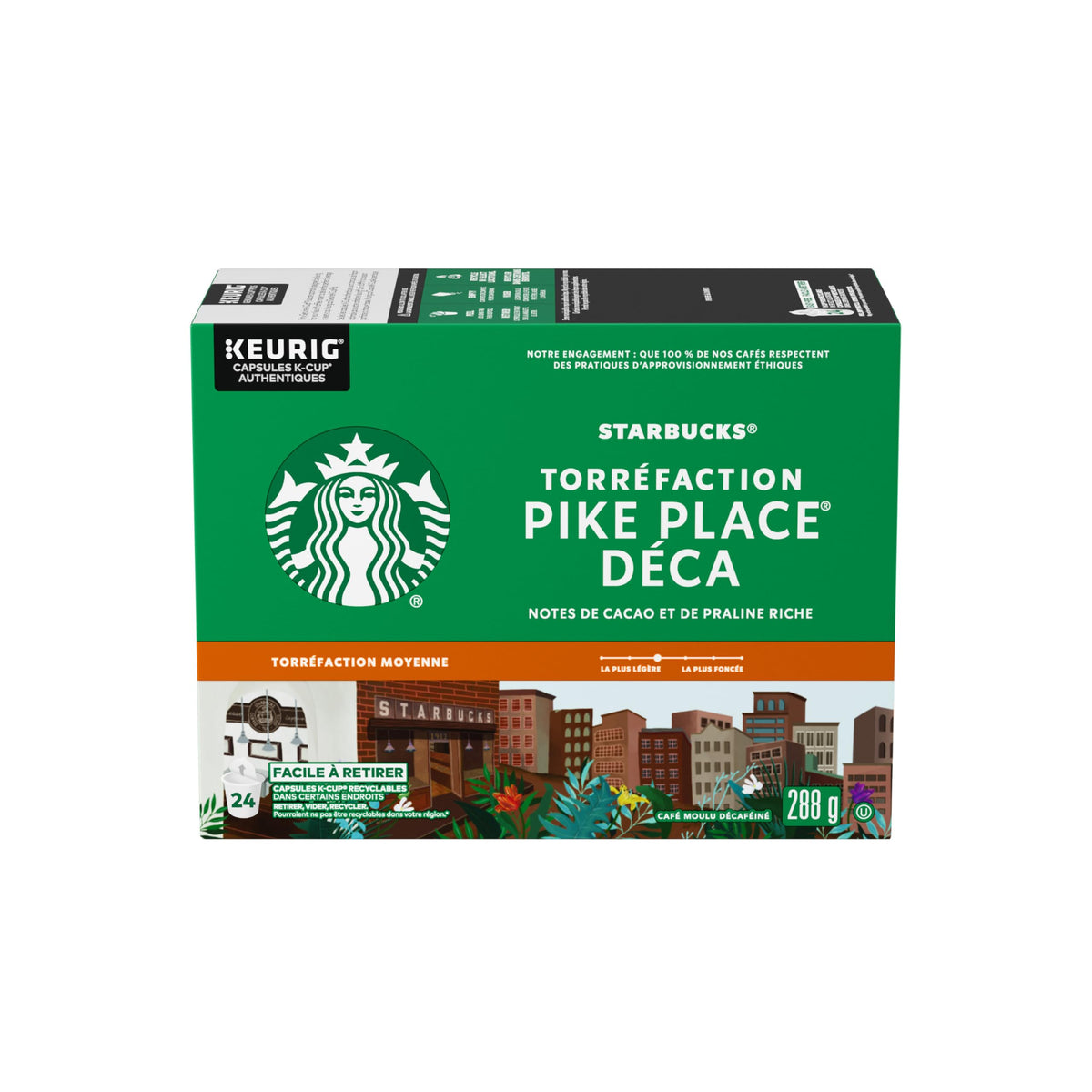 Starbucks Pike Place Decaf Medium Roast K-Cup Pods, 288 g