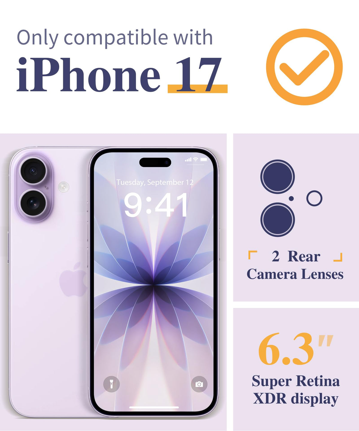 GVIEWIN Clear Floral Case for iPhone 17, 6.3 in, with Screen Protector