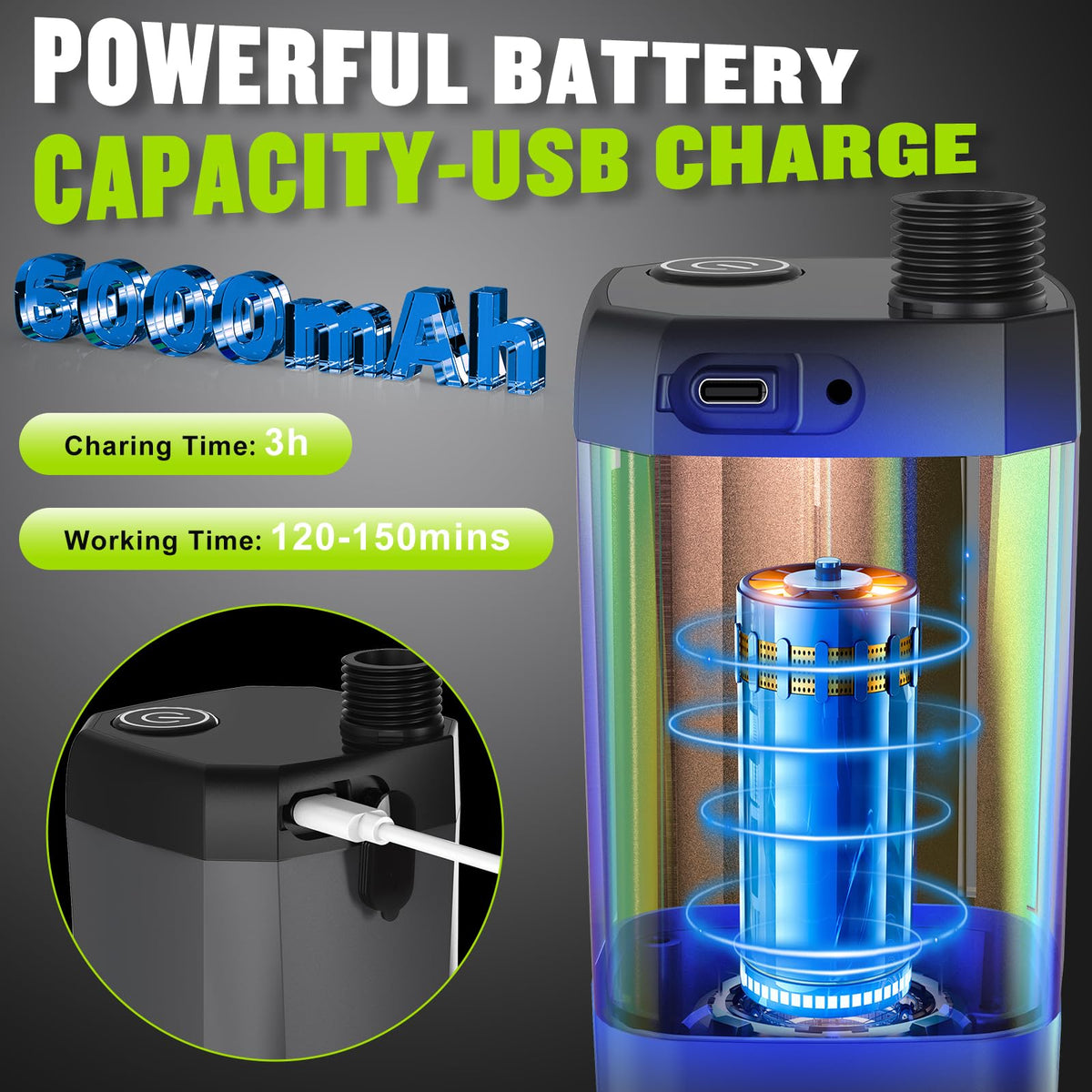 Spopal 6000mAh Rechargeable Portable Camping Shower
