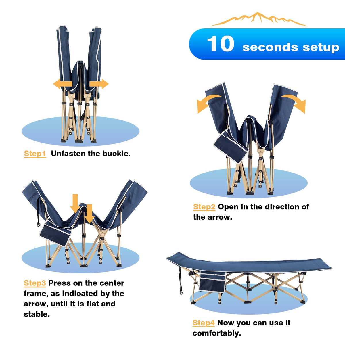 Overmont Folding Camping Cot with Cushion, 28 in Extra Wide
