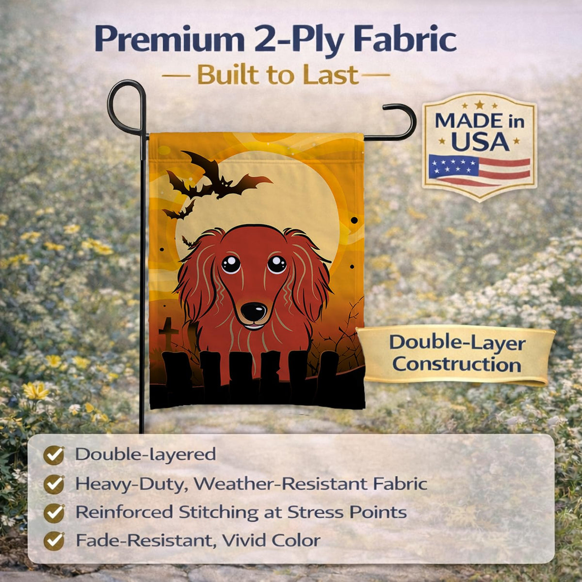 Caroline's Treasures BB1772GF Longhair Red Dachshund Garden Flag