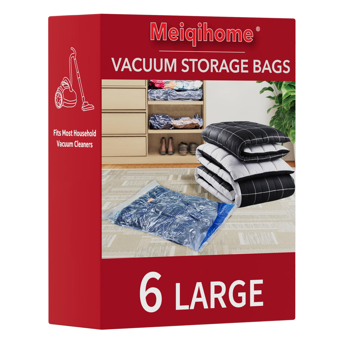 MEIQIHOME Large Vacuum Storage Bags, 32 x 24 in, 6 Pack