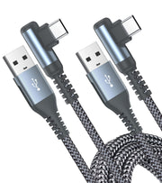 AviBrex Right Angle USB C Charging Cable, 6FT, 2 Pack