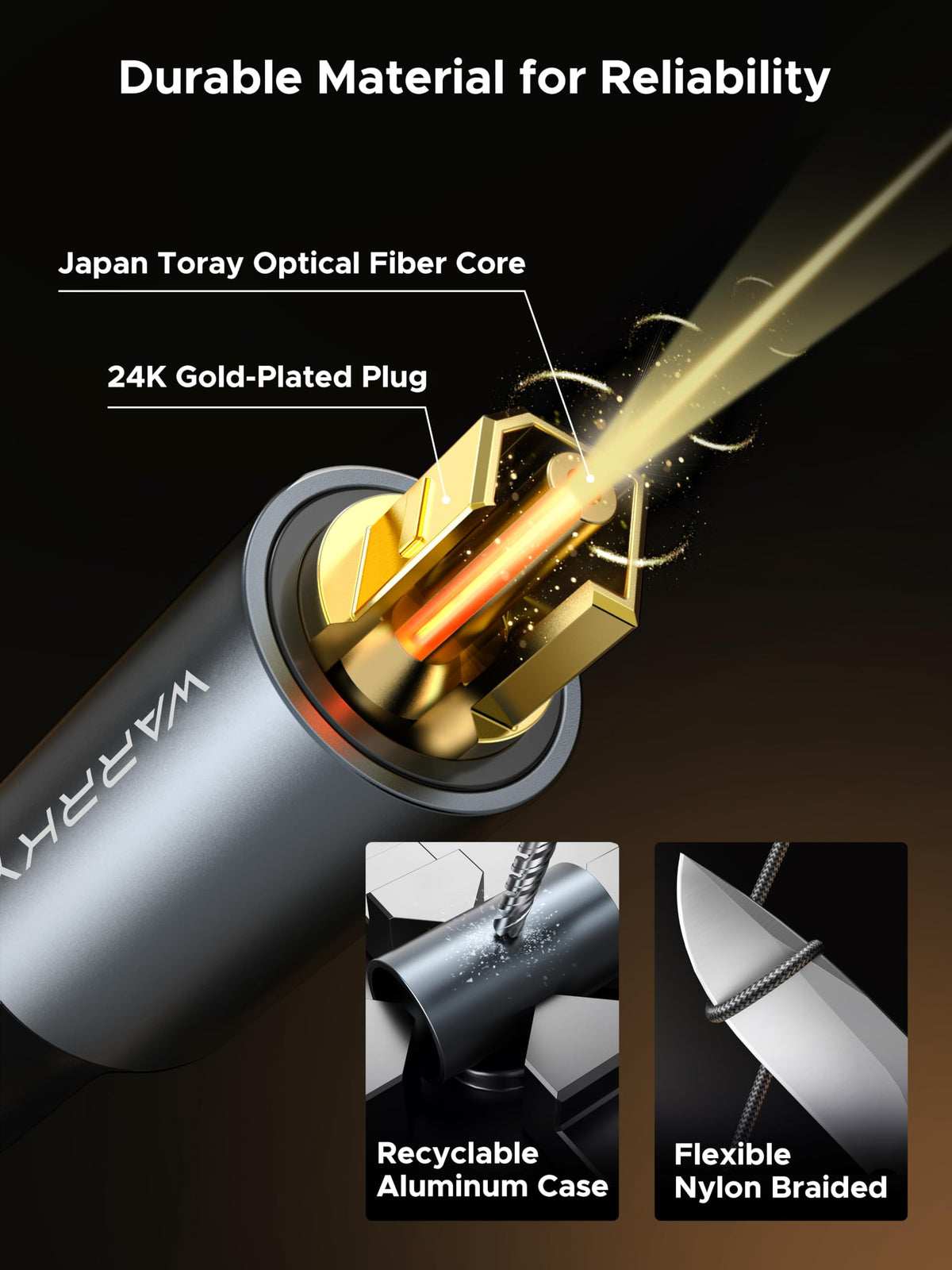 WARRKY Nylon Braided Optical Audio Cable