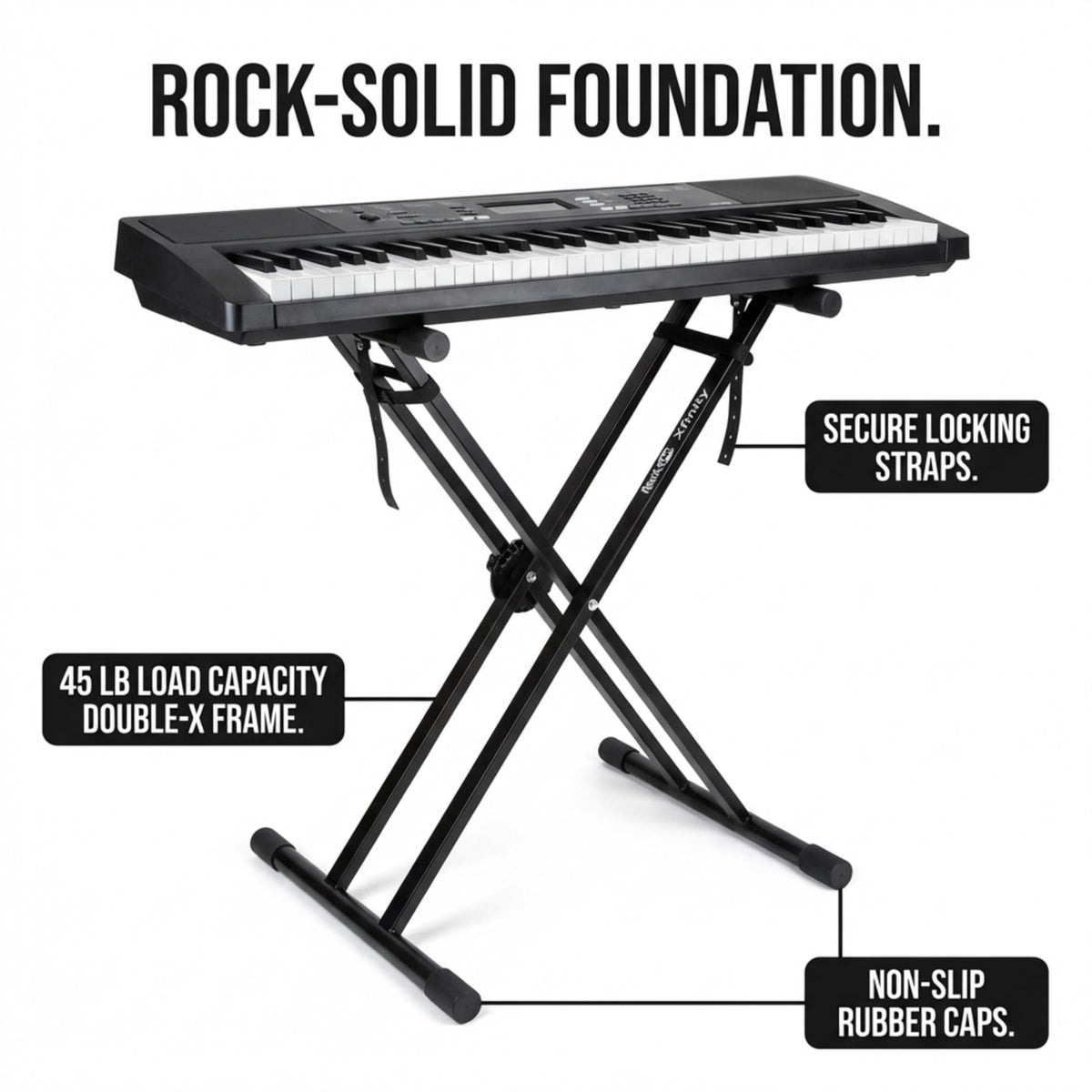 RockJam Xfinity Double-X Adjustable Piano Keyboard Stand