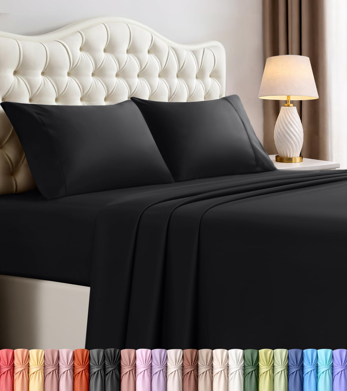 Utopia Bedding Brushed Microfibre Sheet Set, Queen, Black
