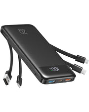 Charmast Power Bank, 20000mAh, 22.5W, Built-In Cables