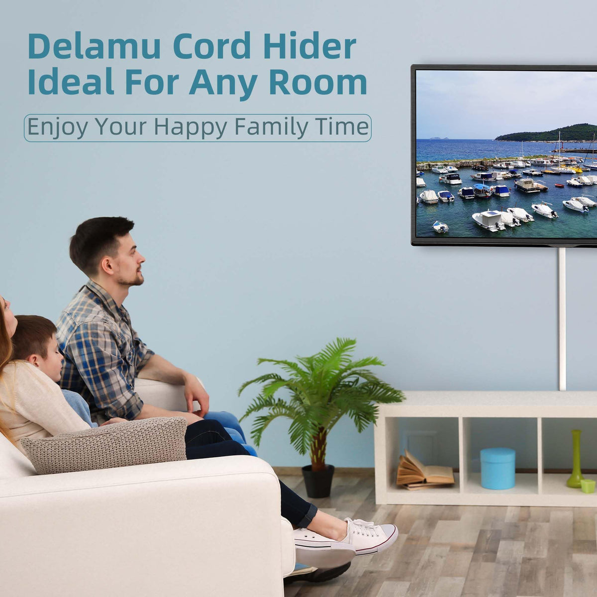 Delamu Cord Hider Wall Cable Cover Kit, 157 in, White