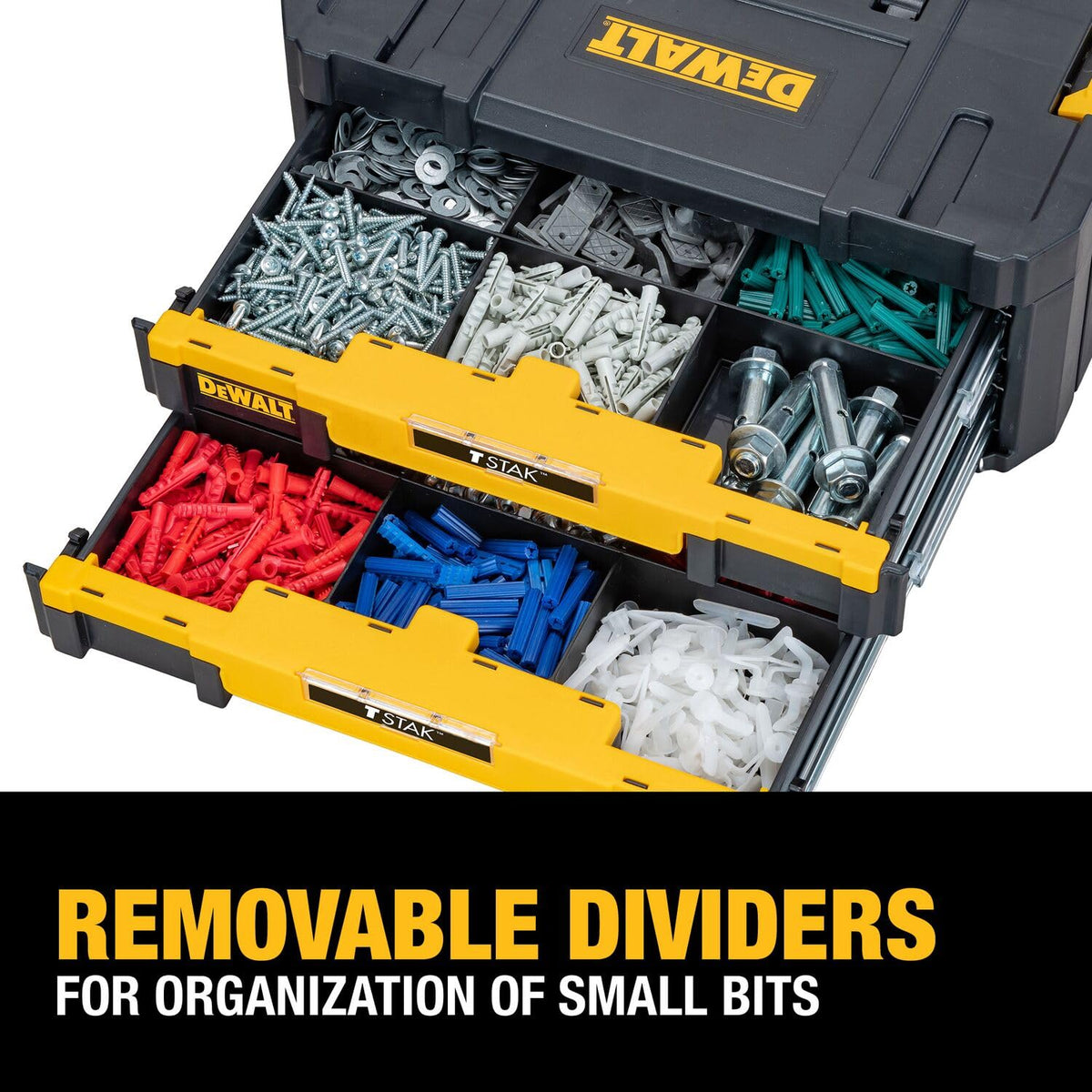 DeWalt TSTAK Tool Storage Organizer, Double Drawers, DWST17804, Black