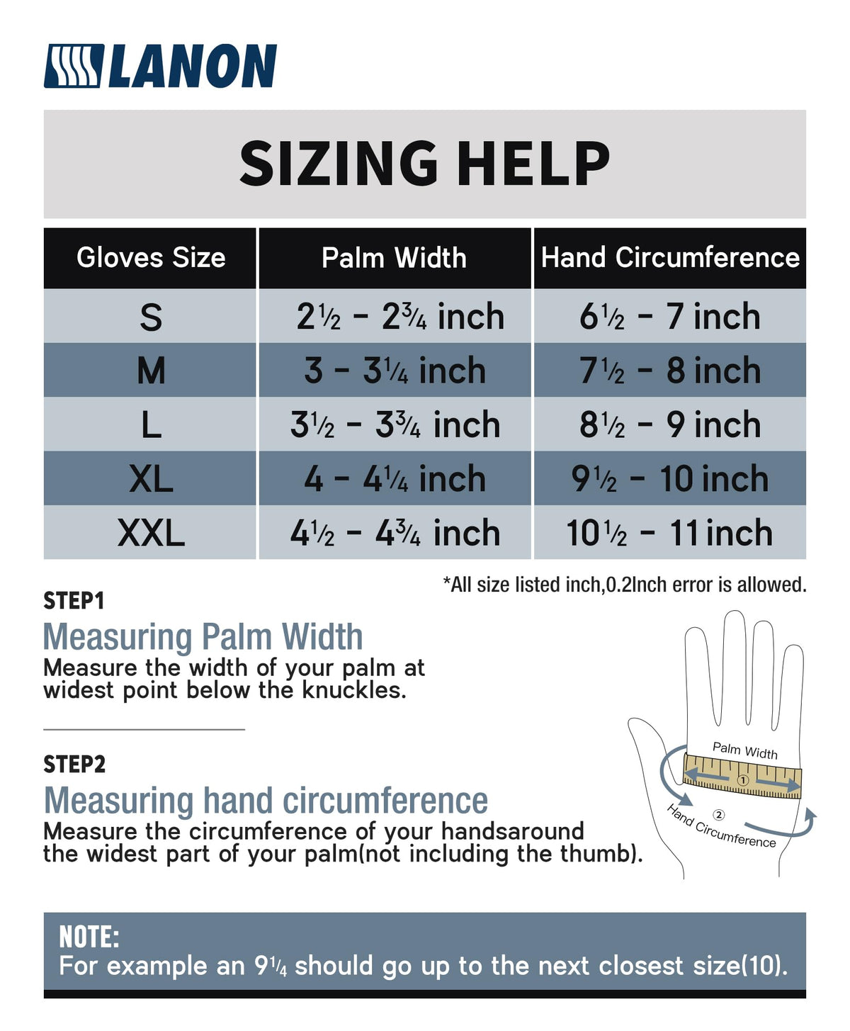 LANON Black Nitrile Disposable Gloves, Large