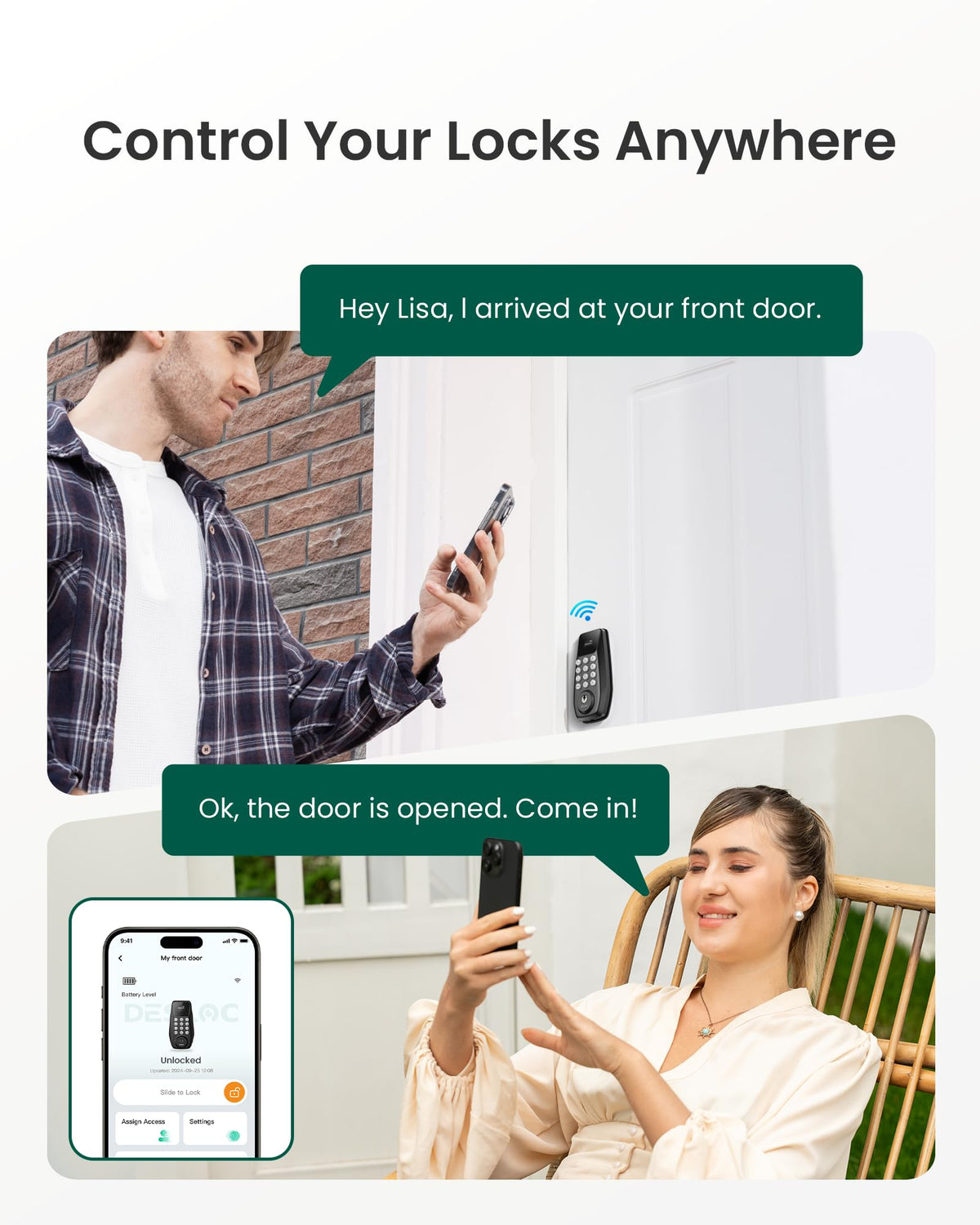 DESLOC C100 Plus Smart Keyless Entry Door Lock with Built-in WiFi