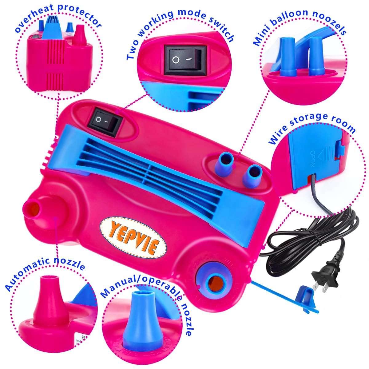 YEPVIE Portable Electric Balloon Pump with Arch Kit