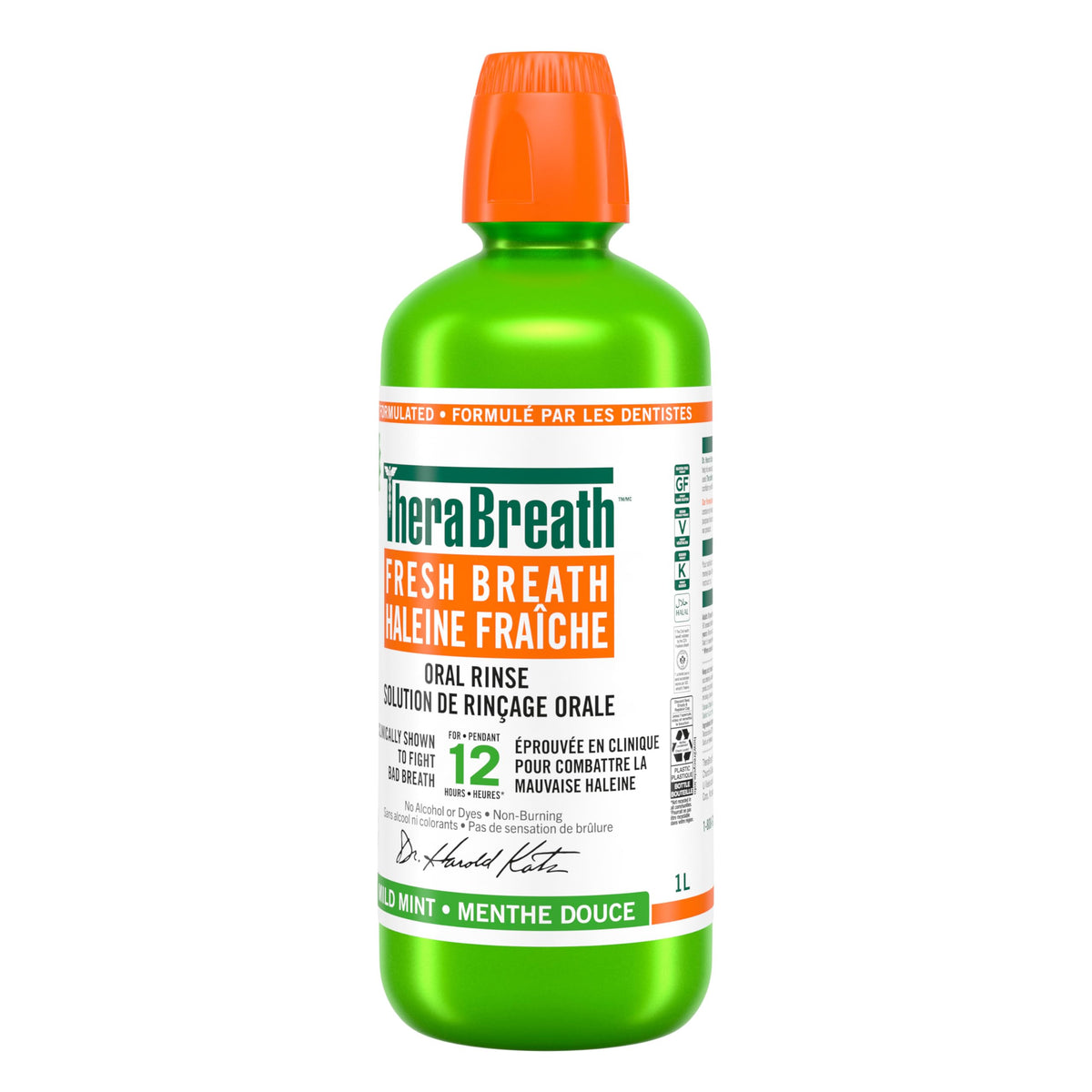 TheraBreath Fresh Breath Oral Rinse, Mild Mint, 1 L