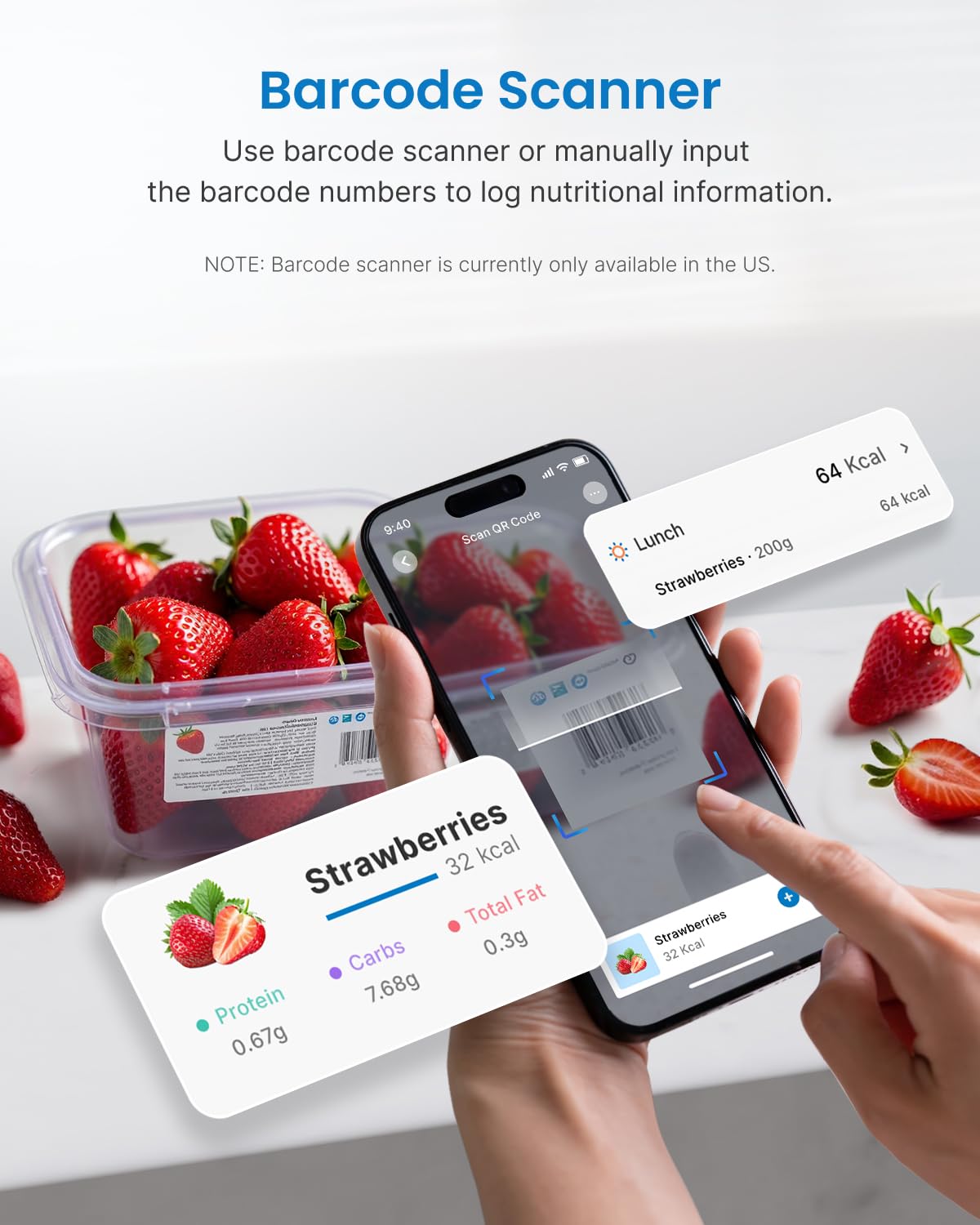 Renpho Smart Food Nutrition Kitchen Scale with App, White