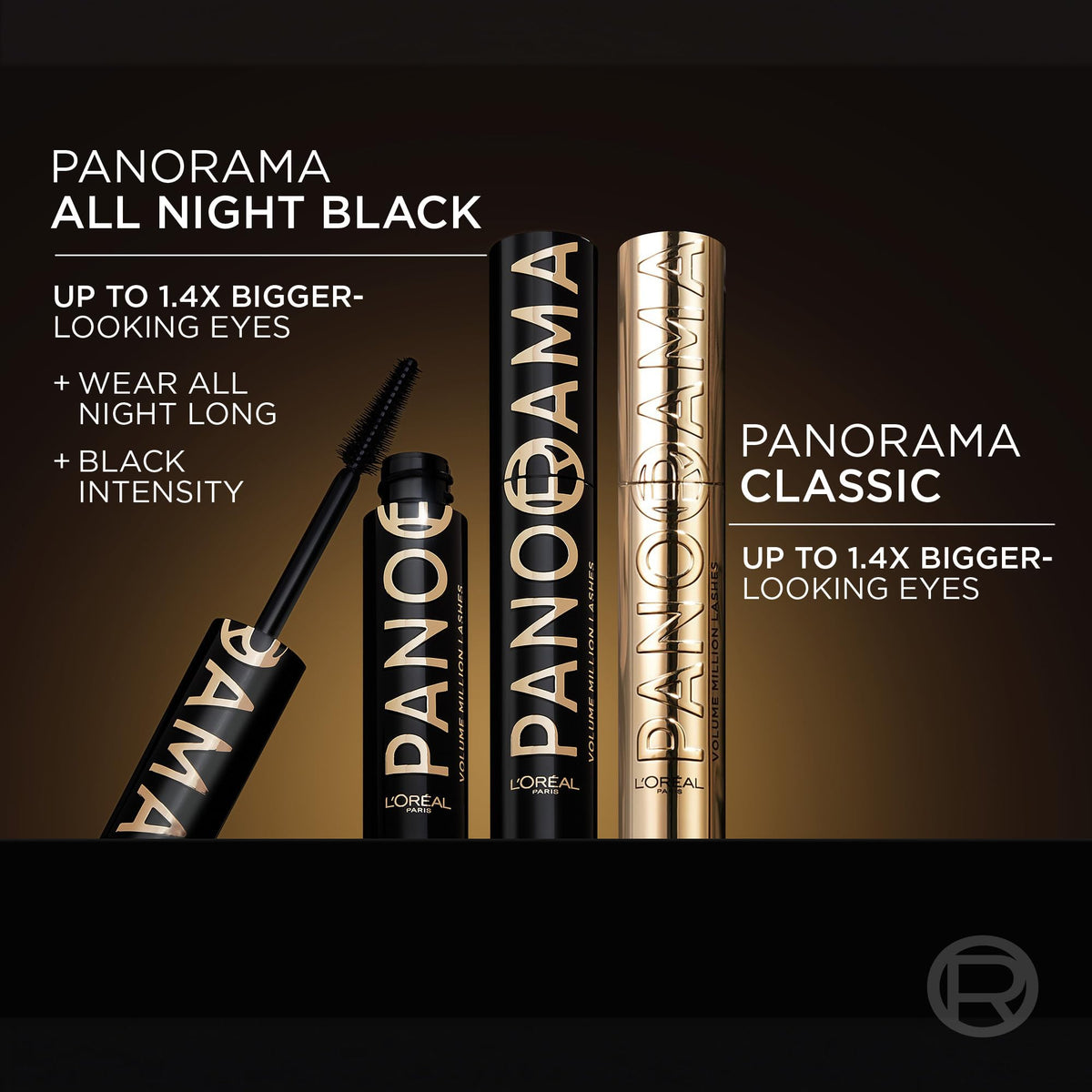 L'Oréal Paris Voluminous Panorama Mascara, All Night Black, 0.33 fl oz