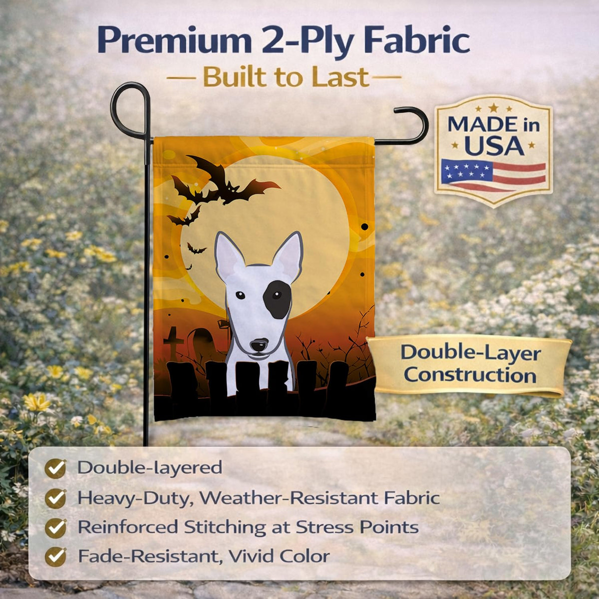 Caroline's Treasures BB1767GF Halloween Bull Terrier Garden Size Flag, Small