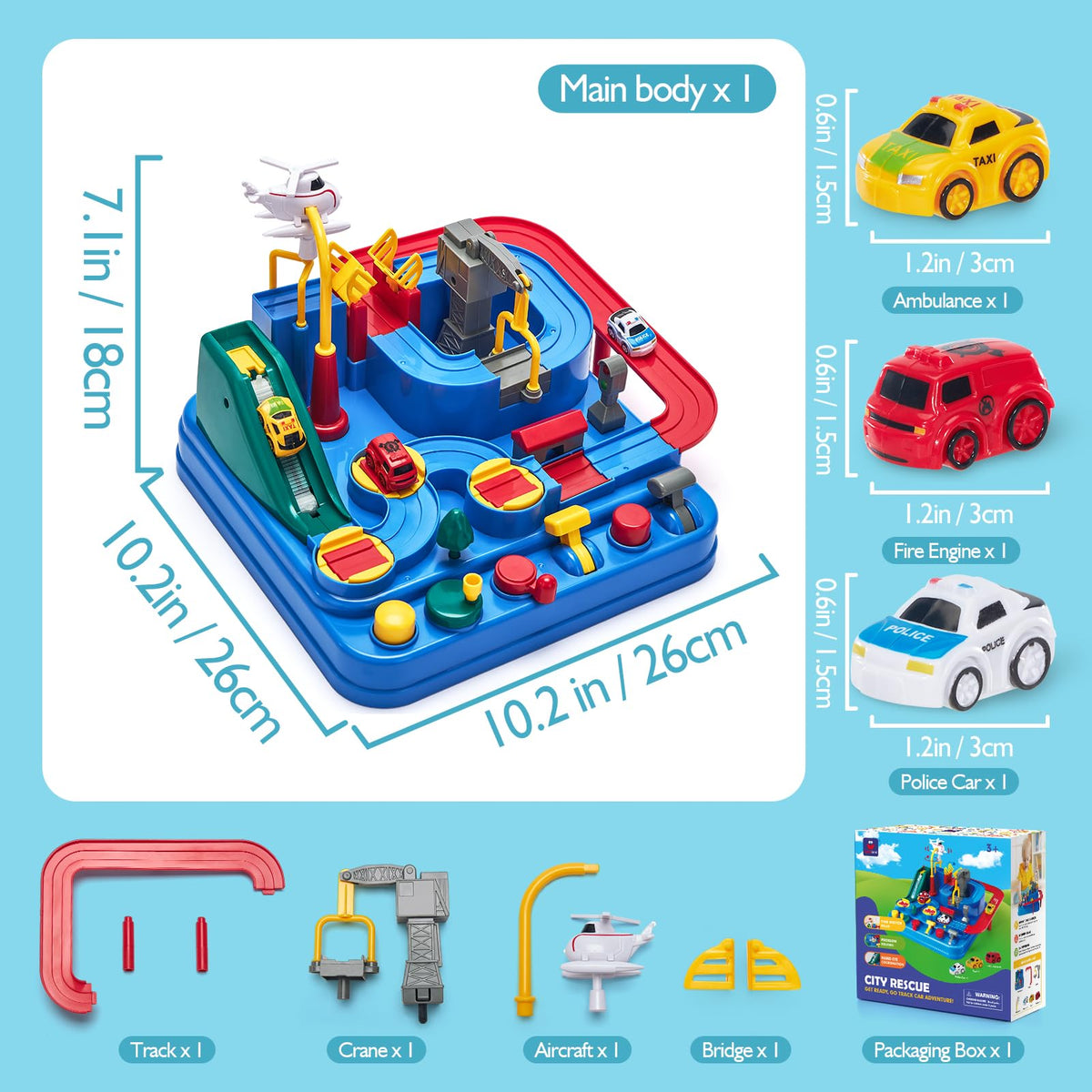 hahaland Car Race Track Adventure Vehicles Toy Set