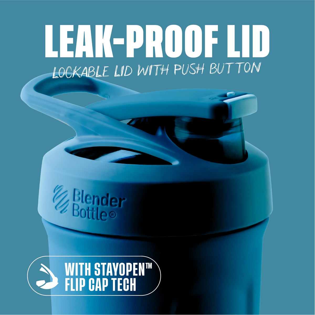 BlenderBottle Strada Insulated Stainless Steel Shaker Cup, 24 oz, Blue