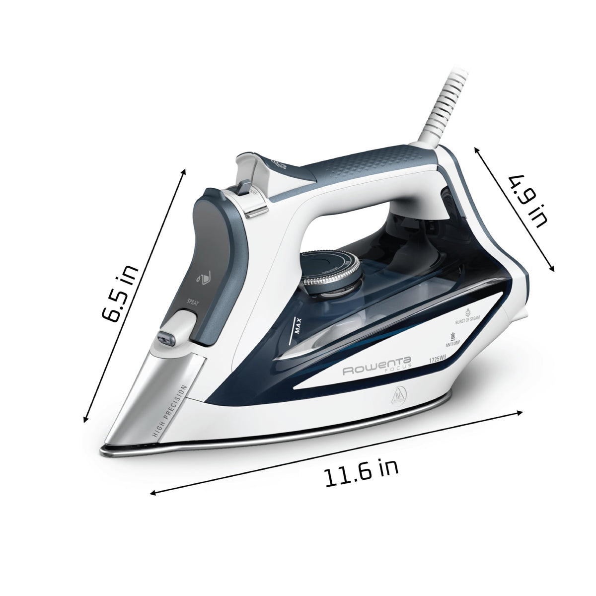 Rowenta Focus Excel Steam Iron, 1725 W, DW5280, Grey